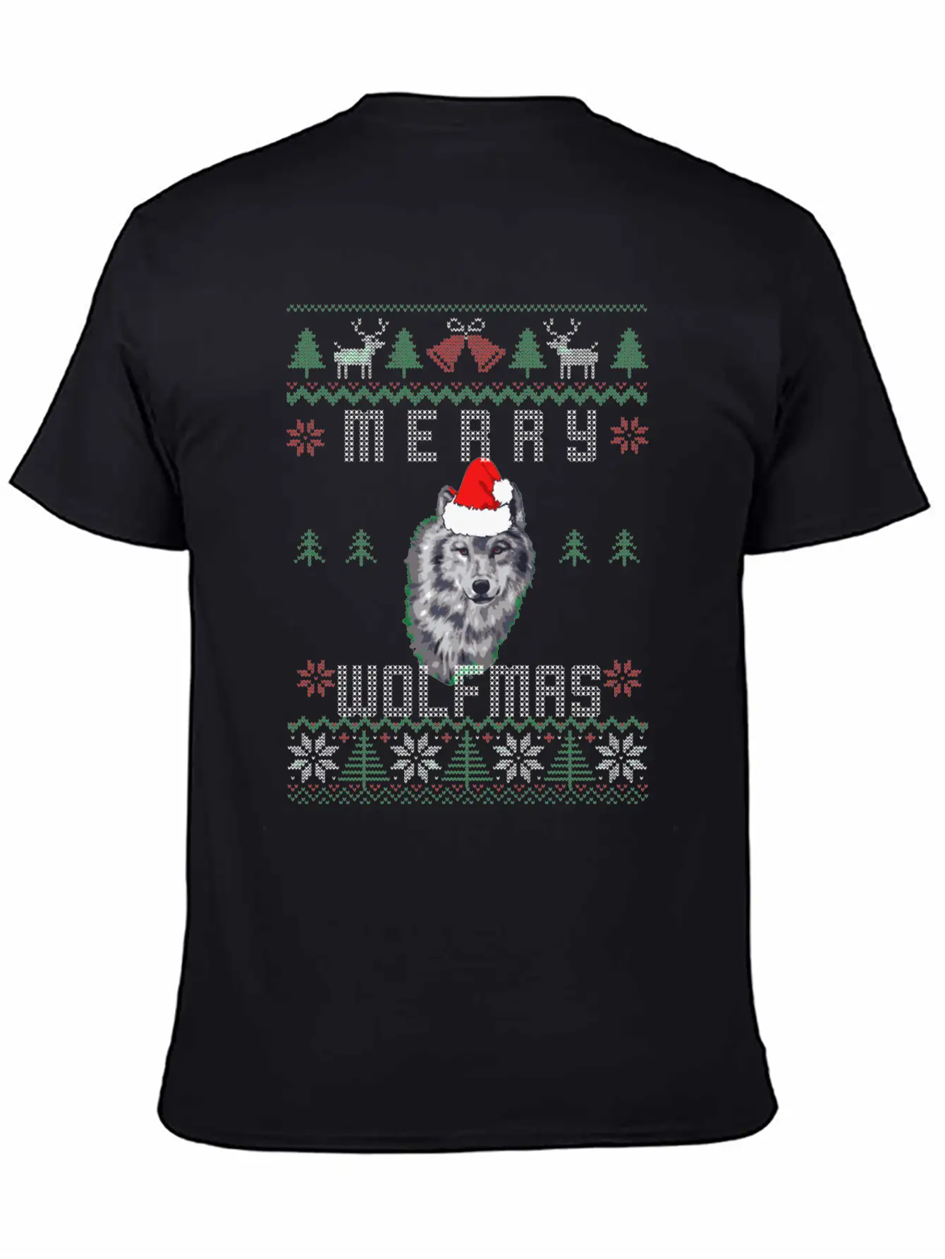 Wolf Merry Wolfmas Christmas Wolf Breathable Graphic T-Shirt – Perfect For Casual Days