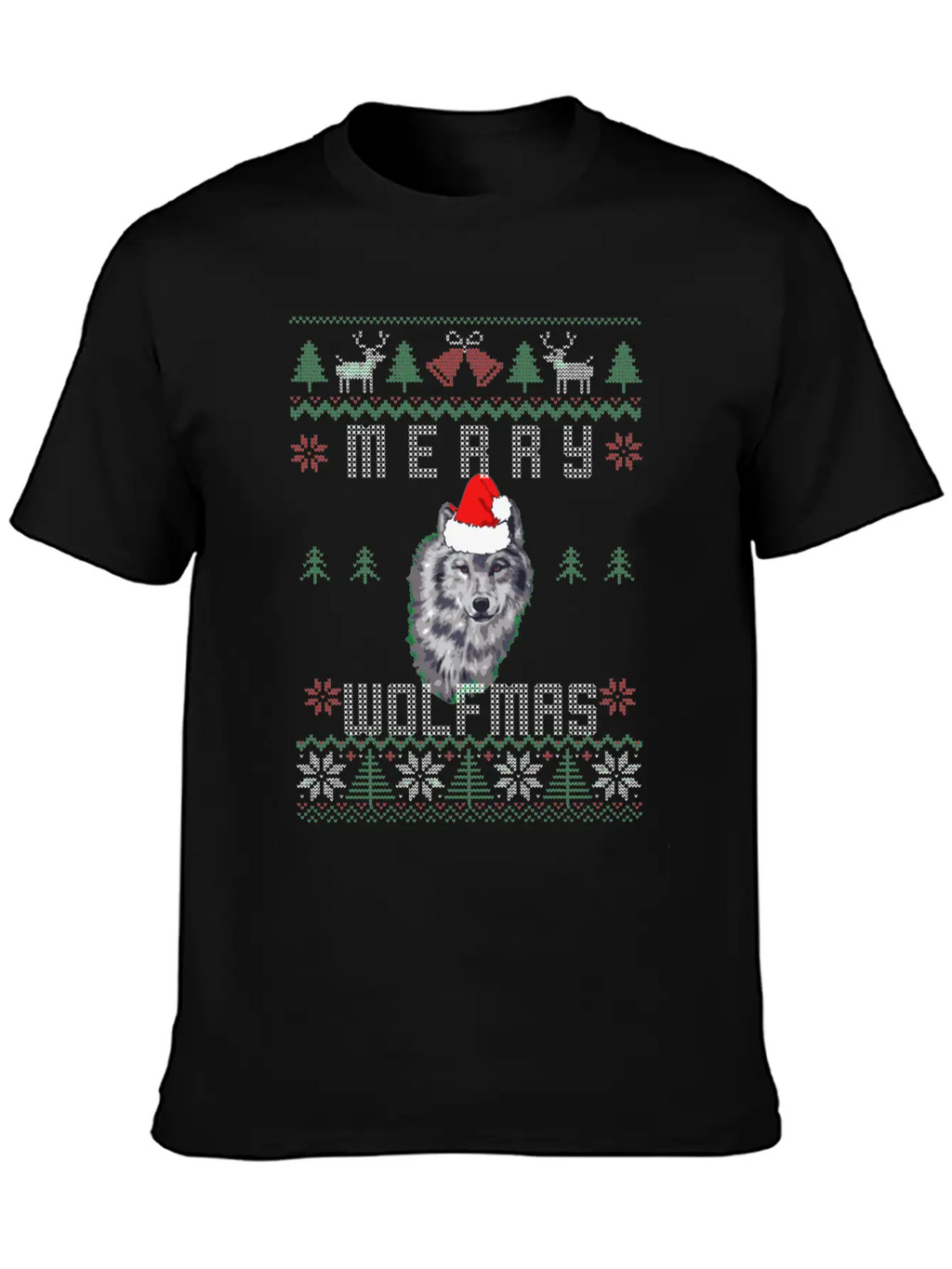Wolf Merry Wolfmas Christmas Wolf Breathable Graphic T-Shirt – Perfect For Casual Days