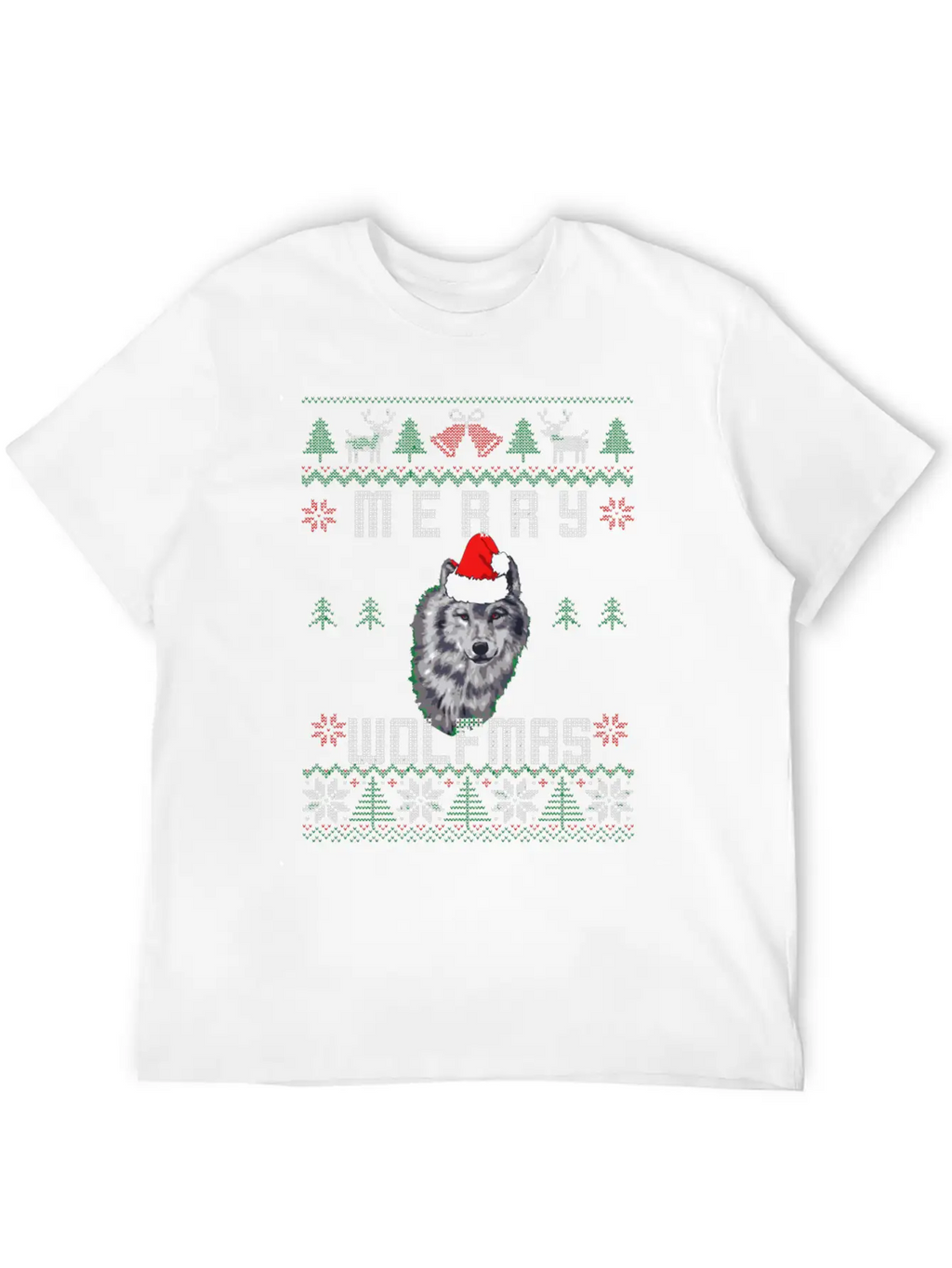 Wolf Merry Wolfmas Christmas Wolf Breathable Graphic T-Shirt – Perfect For Casual Days