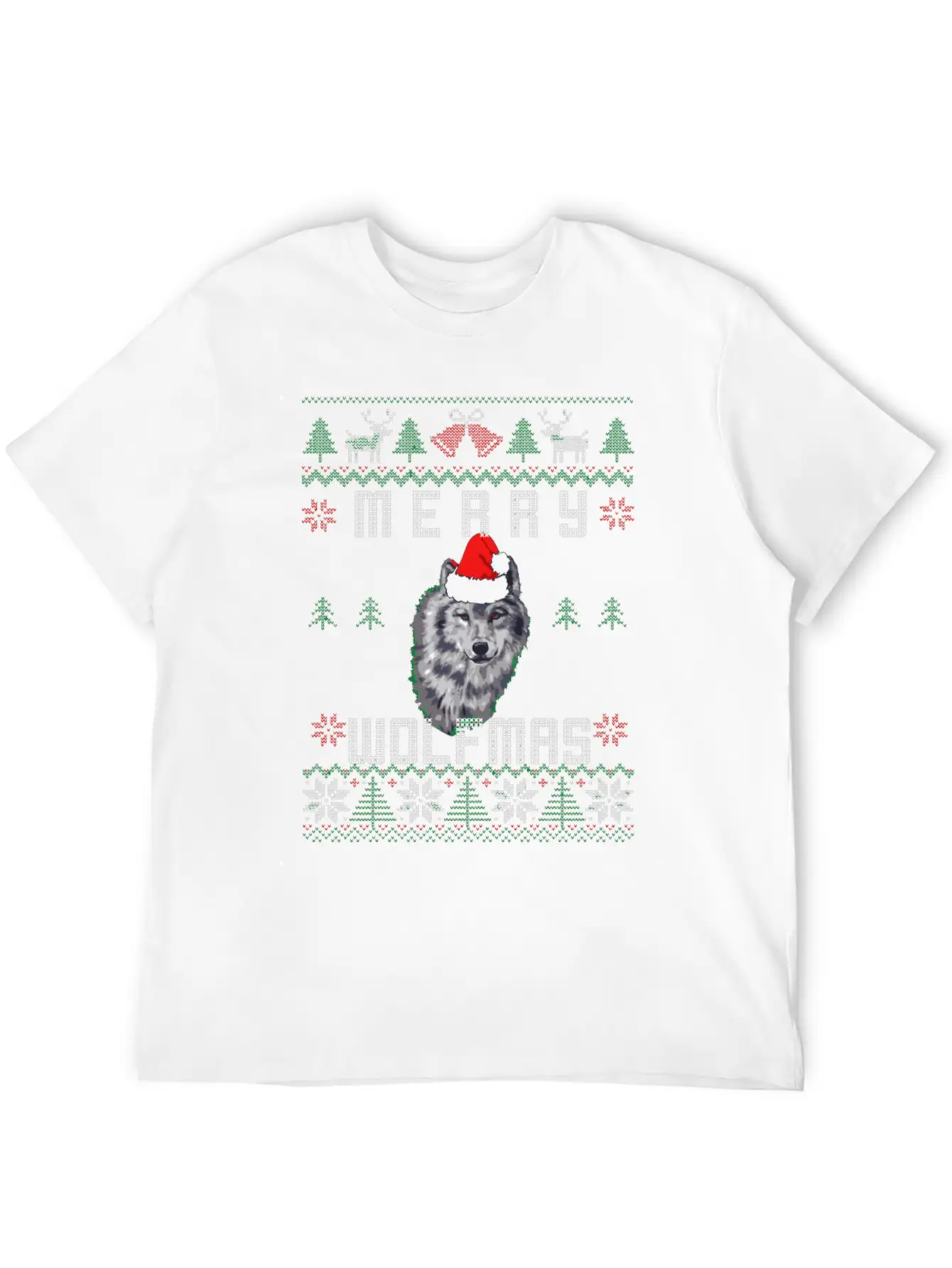 Wolf Merry Wolfmas Christmas Wolf Breathable Graphic T-Shirt – Perfect For Casual Days