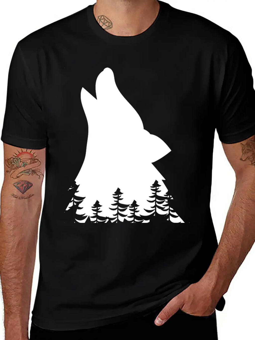 Wolf Silhouette Stylish Everyday T-Shirt – Unisex Basic Cotton Tee