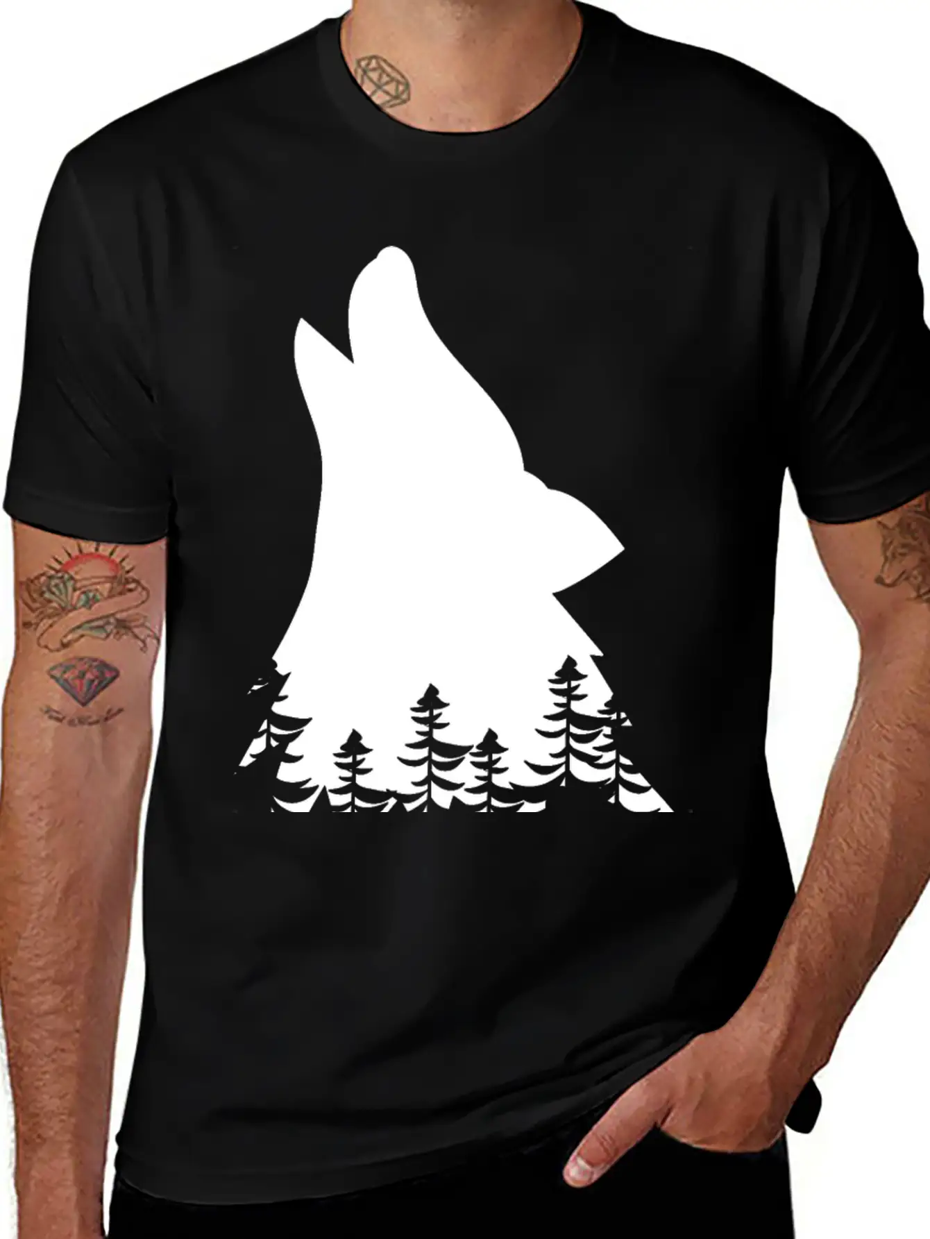 Wolf Silhouette Stylish Everyday T-Shirt – Unisex Basic Cotton Tee