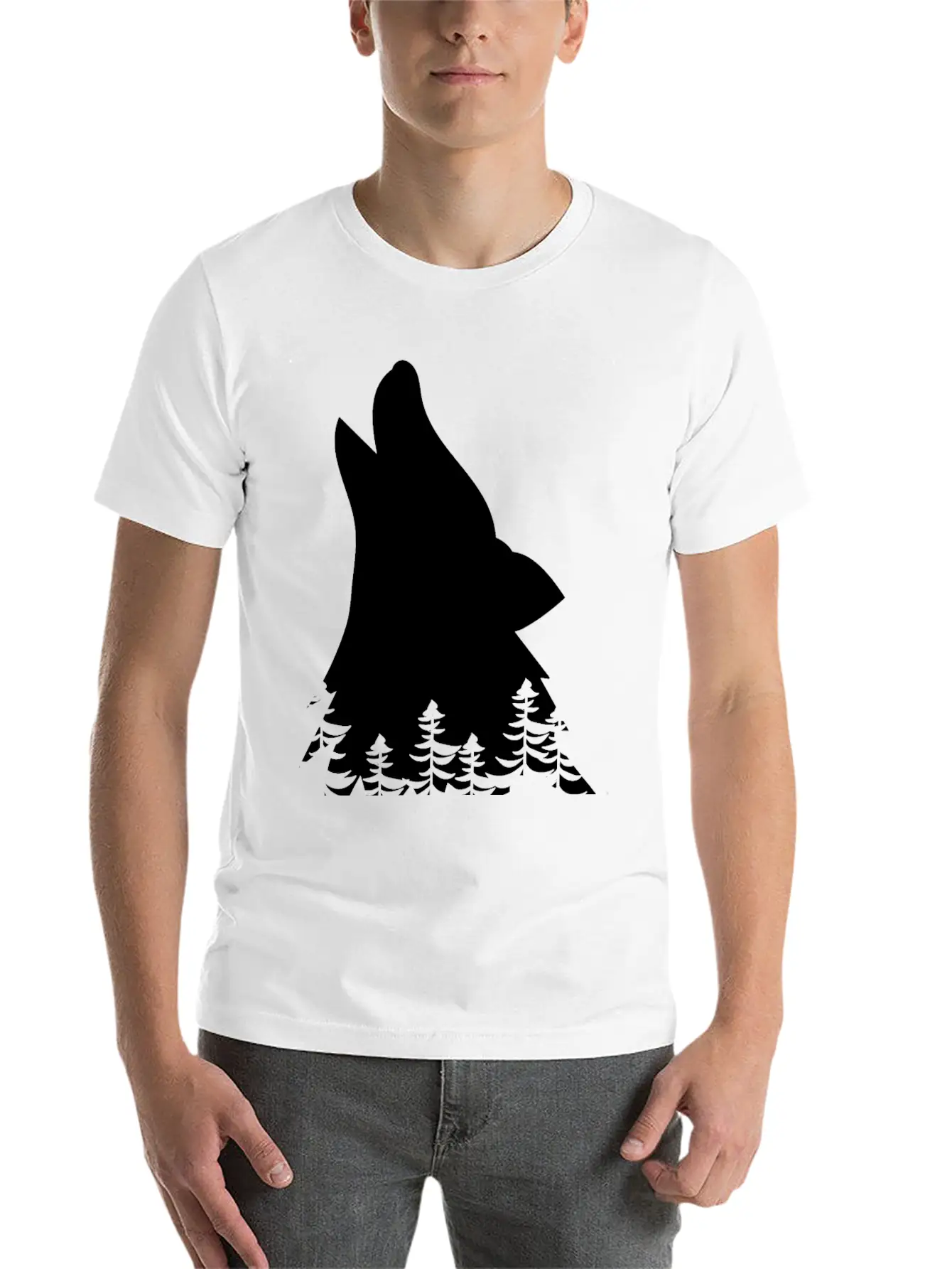 Wolf Silhouette Stylish Everyday T-Shirt – Unisex Basic Cotton Tee