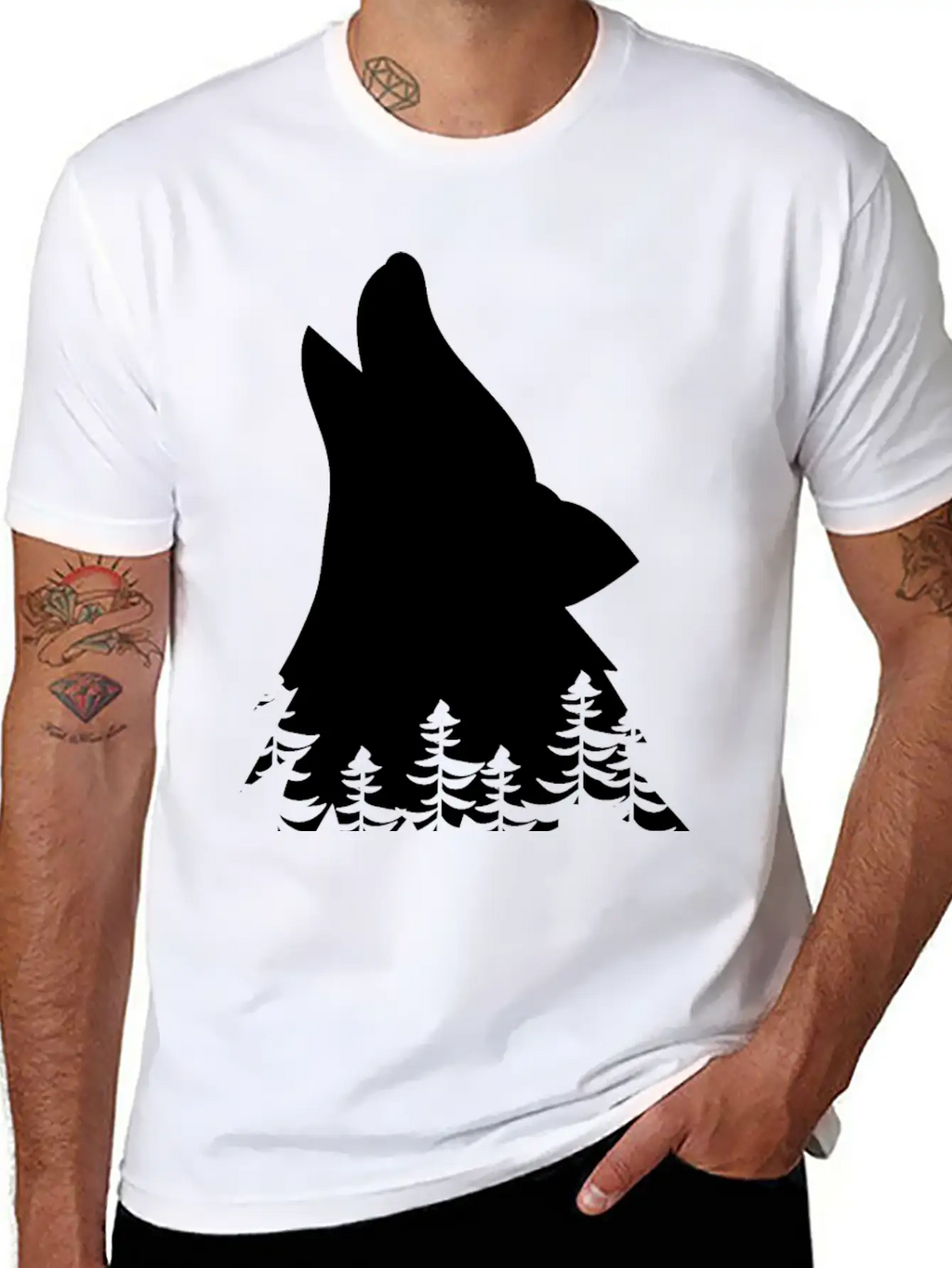 Wolf Silhouette Stylish Everyday T-Shirt – Unisex Basic Cotton Tee
