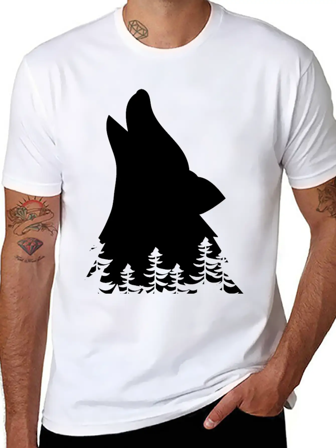 Wolf Silhouette Stylish Everyday T-Shirt – Unisex Basic Cotton Tee