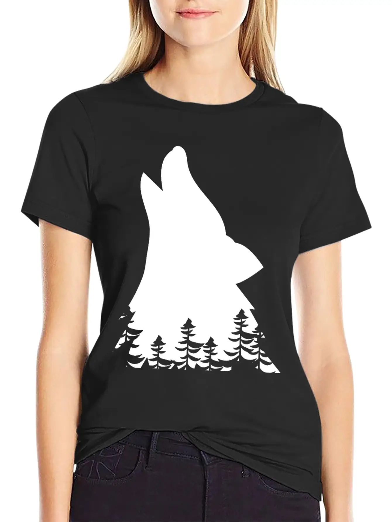 Wolf Silhouette Stylish Everyday T-Shirt – Unisex Basic Cotton Tee