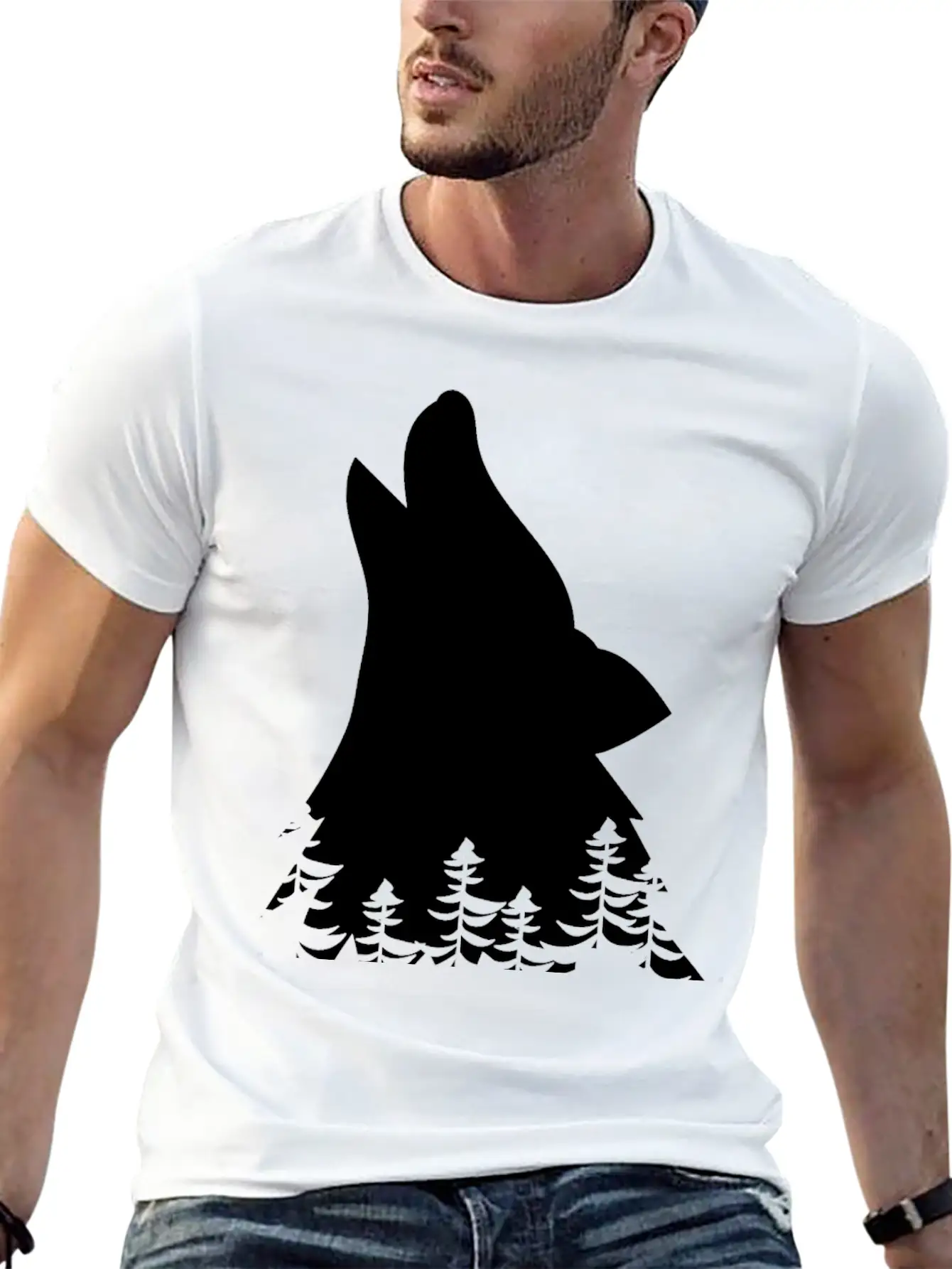 Wolf Silhouette Stylish Everyday T-Shirt – Unisex Basic Cotton Tee