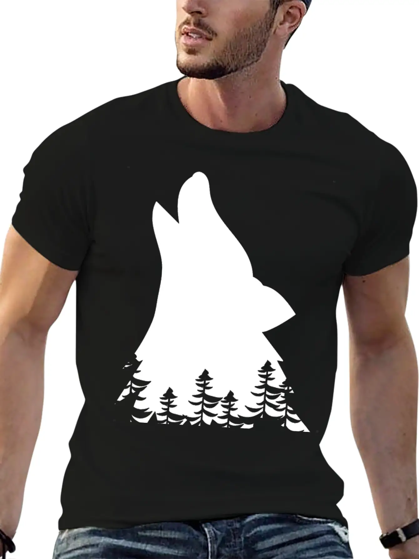 Wolf Silhouette Stylish Everyday T-Shirt – Unisex Basic Cotton Tee