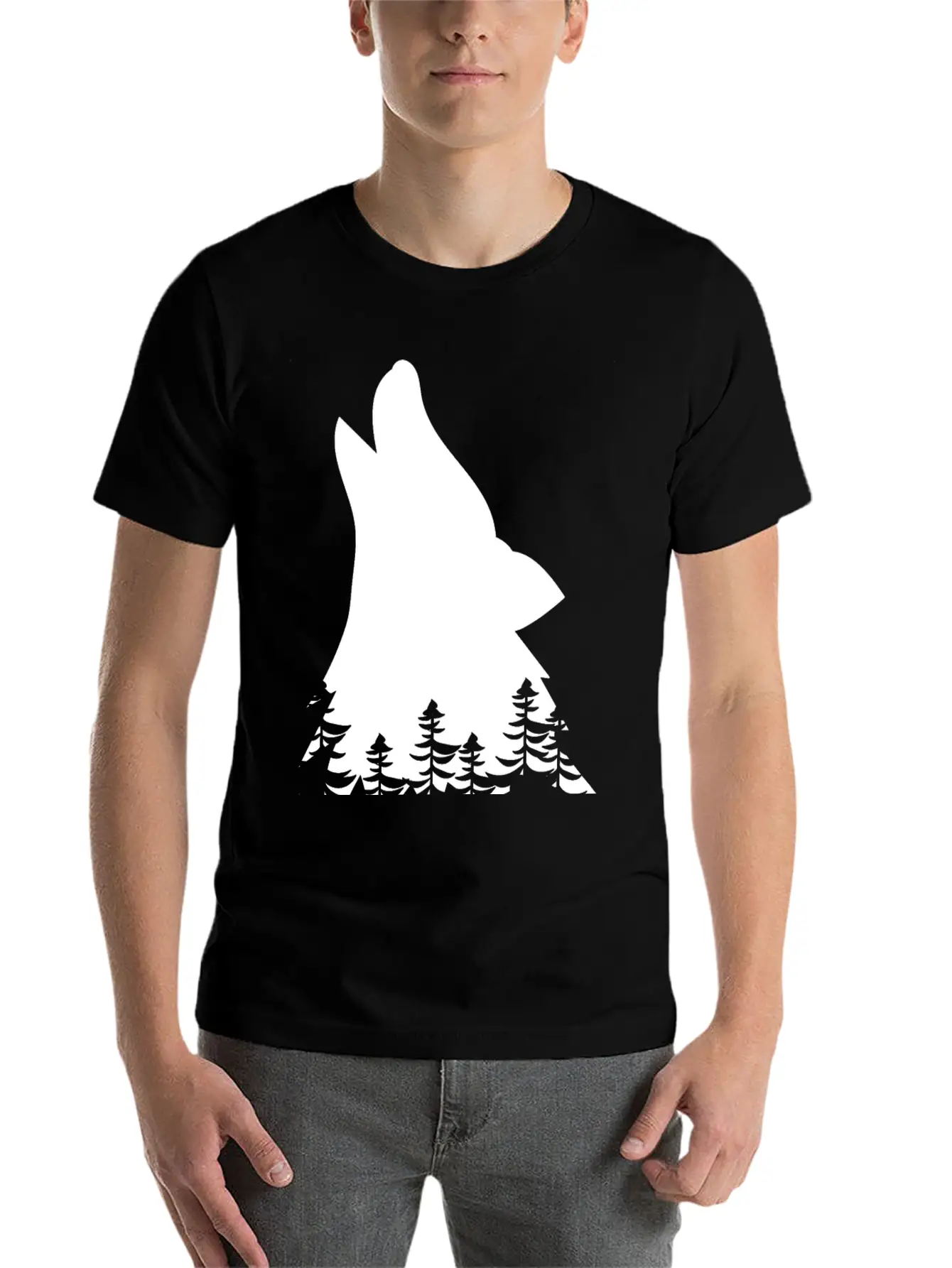 Wolf Silhouette Stylish Everyday T-Shirt – Unisex Basic Cotton Tee