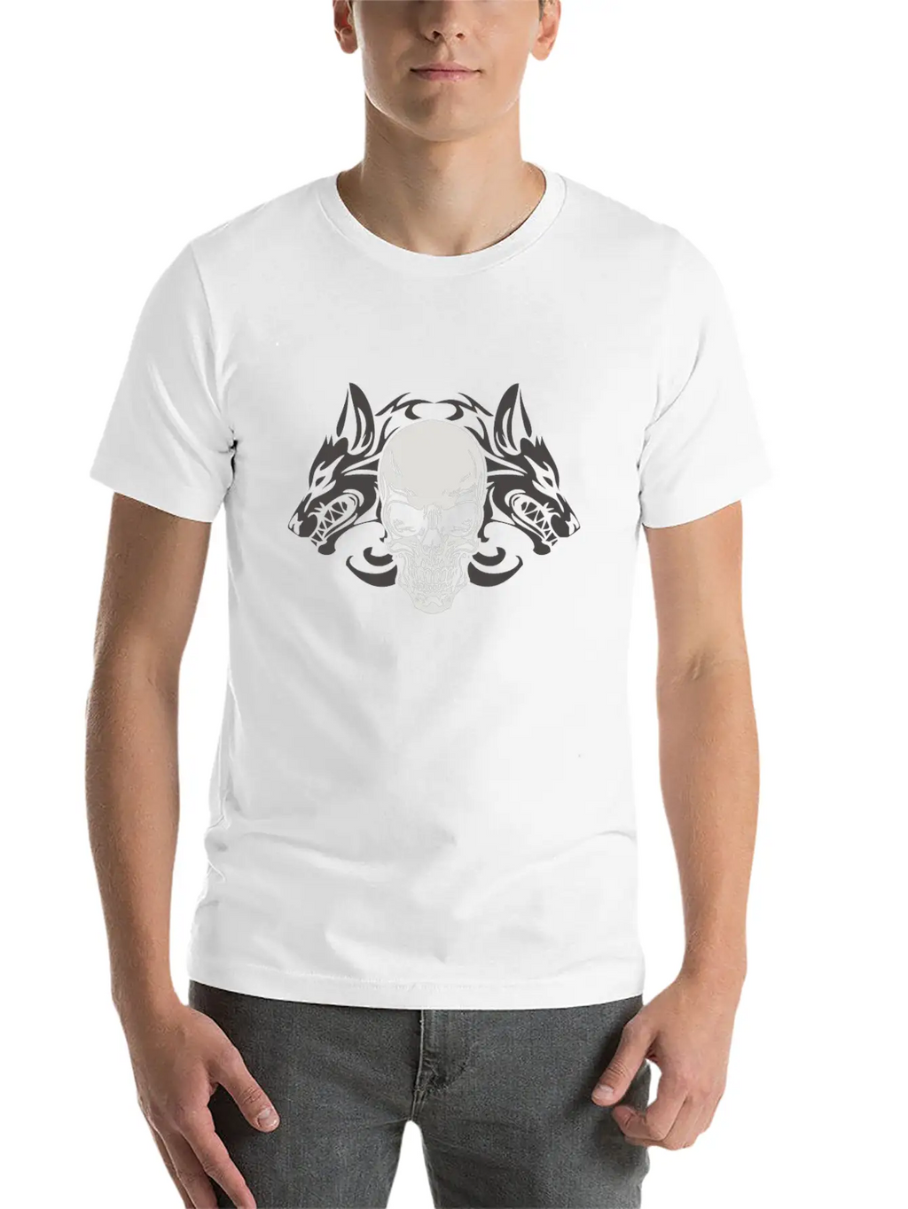 Wolf Skull Halloween Horror Gift T-shirt Stylish Everyday T-Shirt – Unisex Basic Cotton Tee
