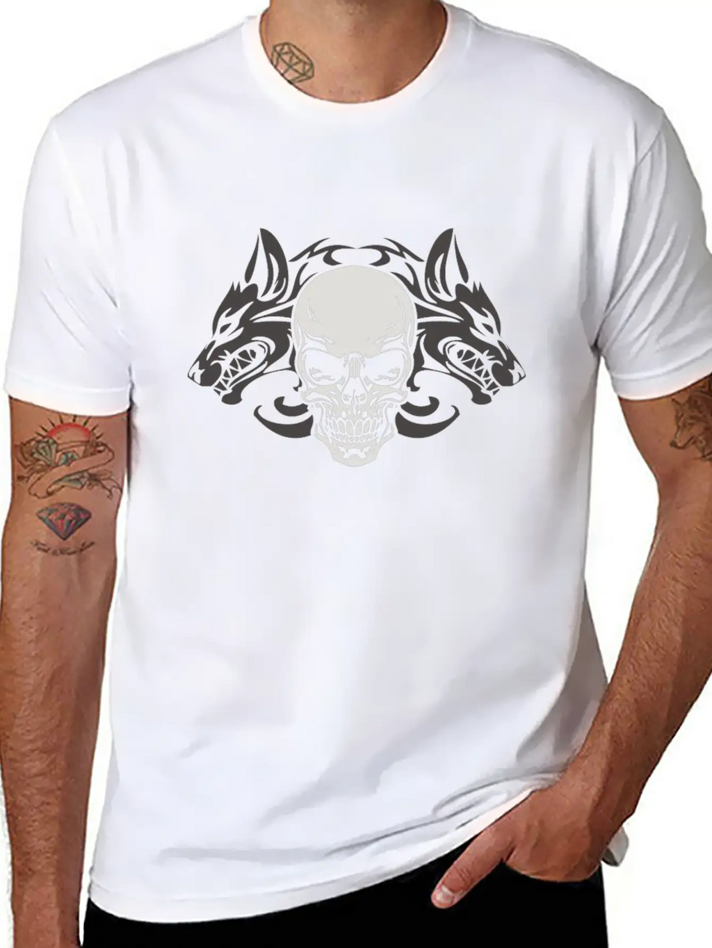Wolf Skull Halloween Horror Gift T-shirt Stylish Everyday T-Shirt – Unisex Basic Cotton Tee