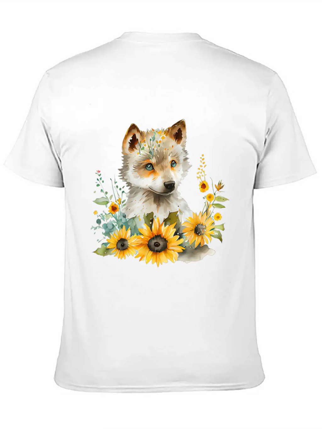 Wolf Sunflower Style Wolf Flower Floral Blossom Wo Basic Graphic T-Shirt – Daily Comfort In Soft Cotton