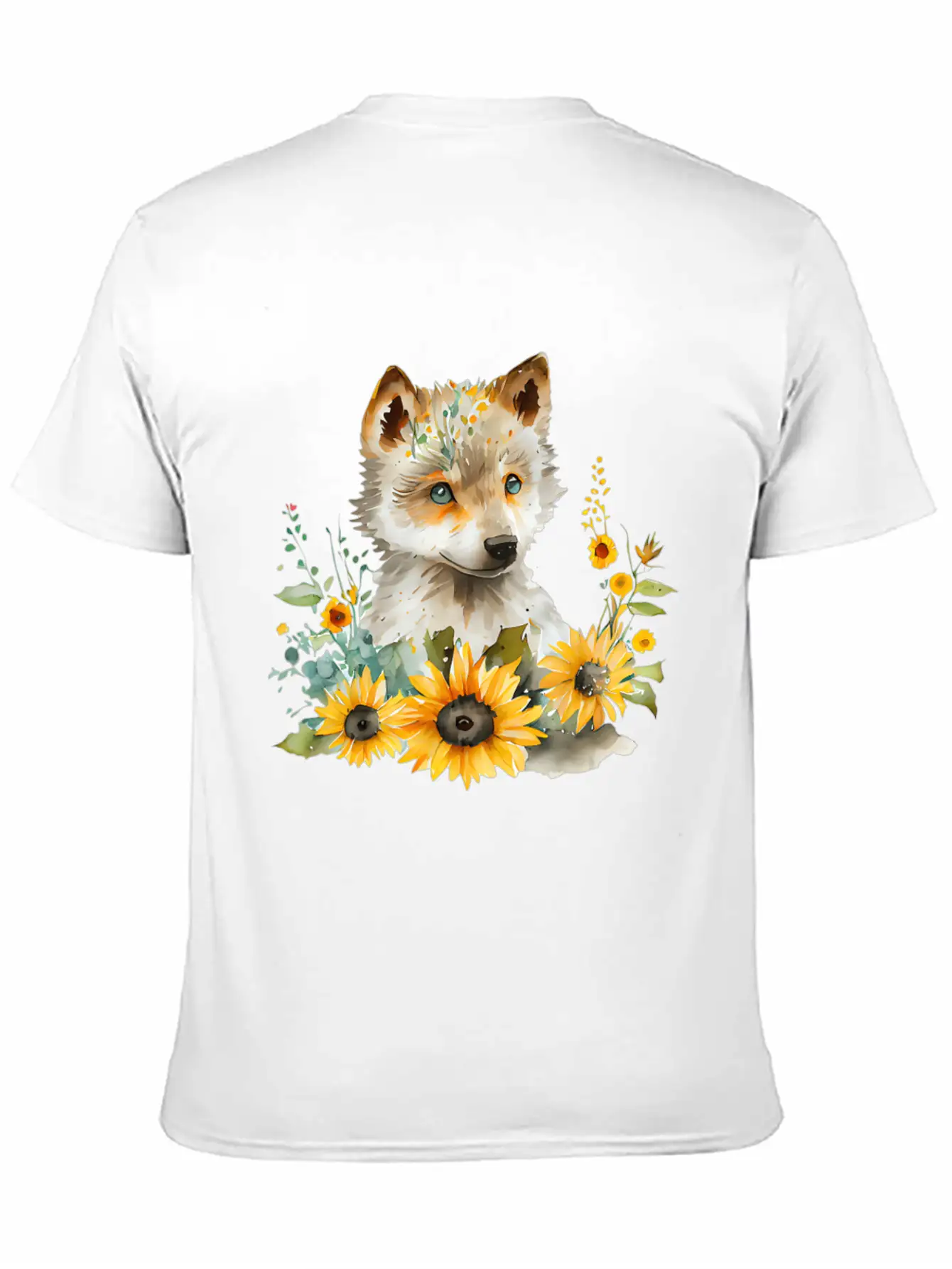 Wolf Sunflower Style Wolf Flower Floral Blossom Wo Basic Graphic T-Shirt – Daily Comfort In Soft Cotton