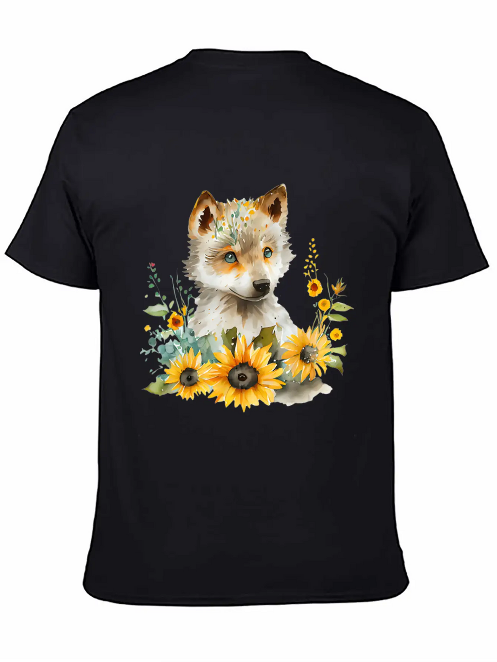 Wolf Sunflower Style Wolf Flower Floral Blossom Wo Basic Graphic T-Shirt – Daily Comfort In Soft Cotton