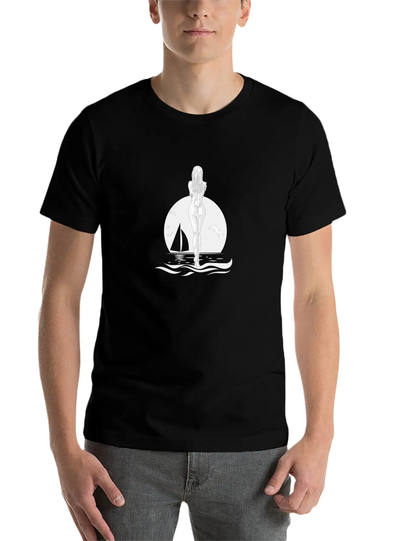 WOMAN ON THE BEACH ON SUNRISE BEACH GIFT IDEA Timeless Short Sleeve Tee – Comfy And Minimalist Design