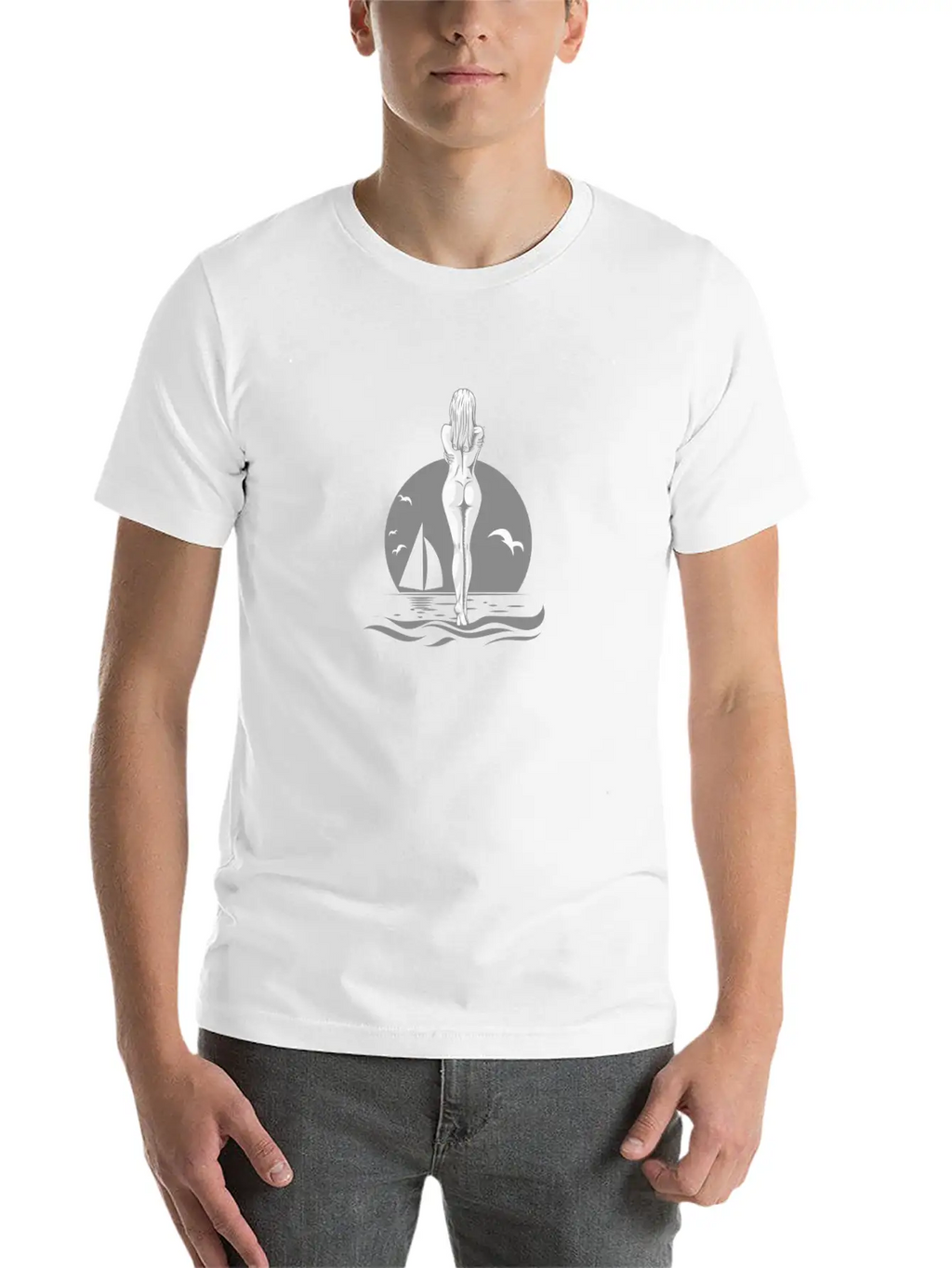 WOMAN ON THE BEACH ON SUNRISE BEACH GIFT IDEA Timeless Short Sleeve Tee – Comfy And Minimalist Design