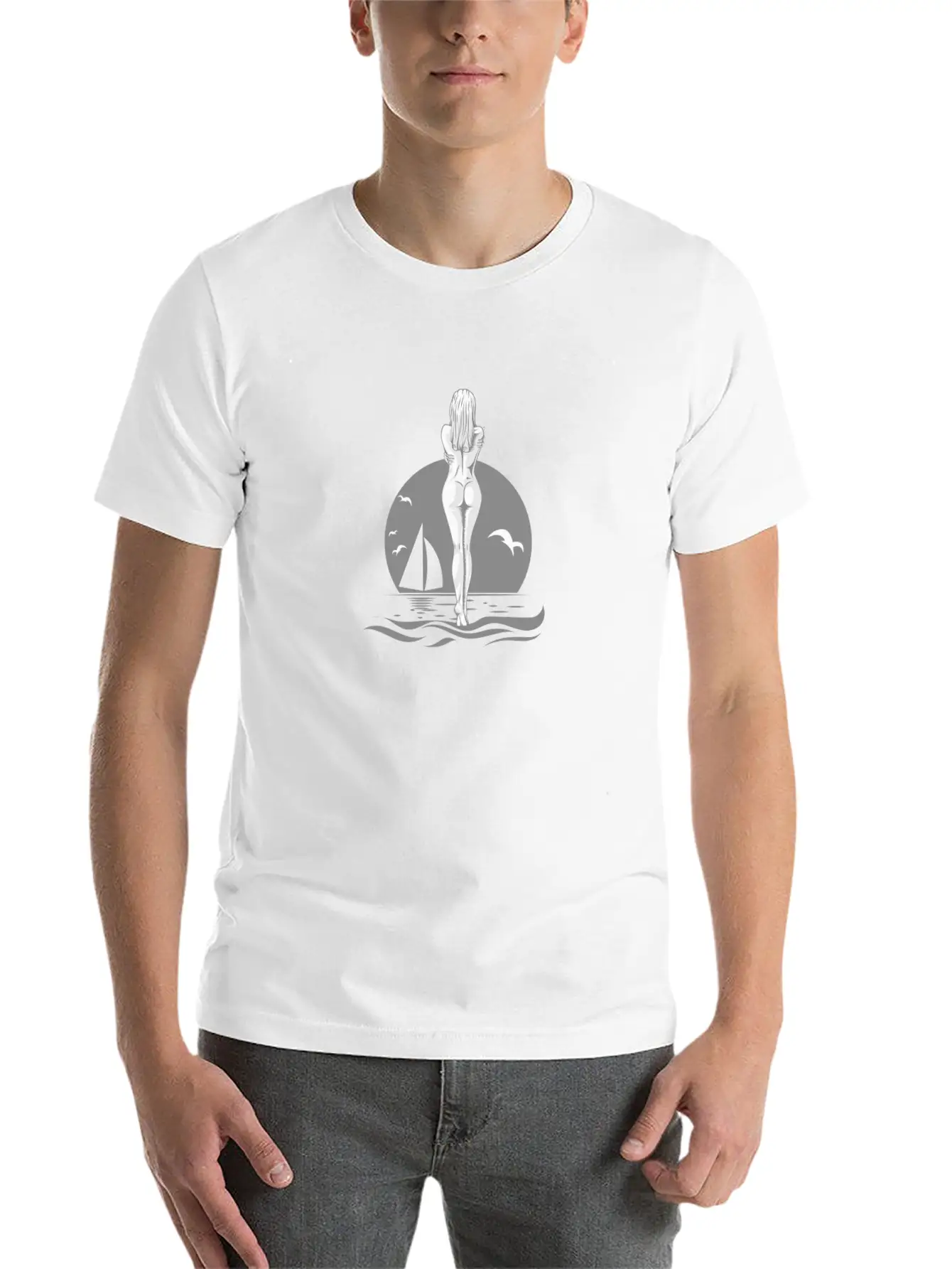 WOMAN ON THE BEACH ON SUNRISE BEACH GIFT IDEA Timeless Short Sleeve Tee – Comfy And Minimalist Design