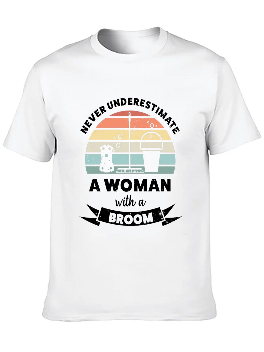 Woman With A Broom Funny Cleaning Gift Classic Cotton Tee – Unisex Comfort For Any Season