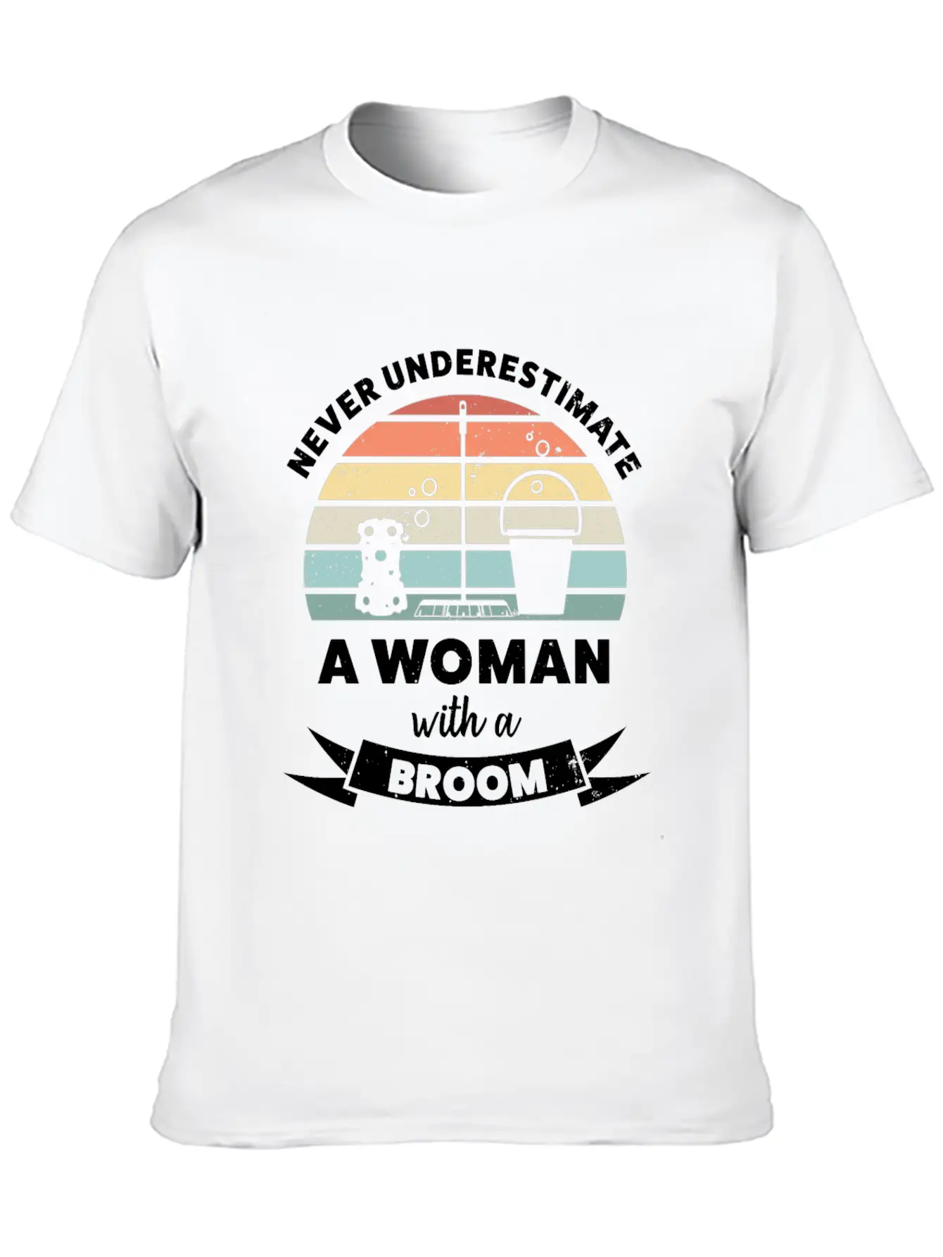 Woman With A Broom Funny Cleaning Gift Classic Cotton Tee – Unisex Comfort For Any Season