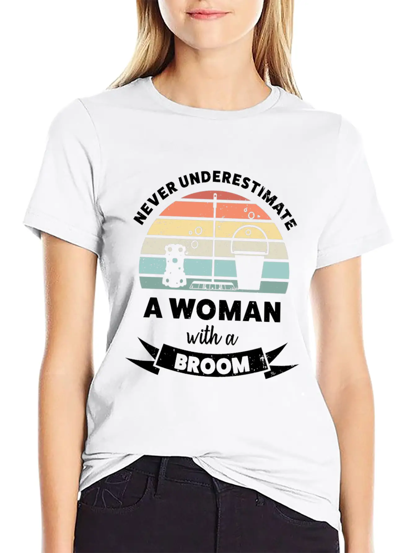 Woman With A Broom Funny Cleaning Gift Classic Cotton Tee – Unisex Comfort For Any Season