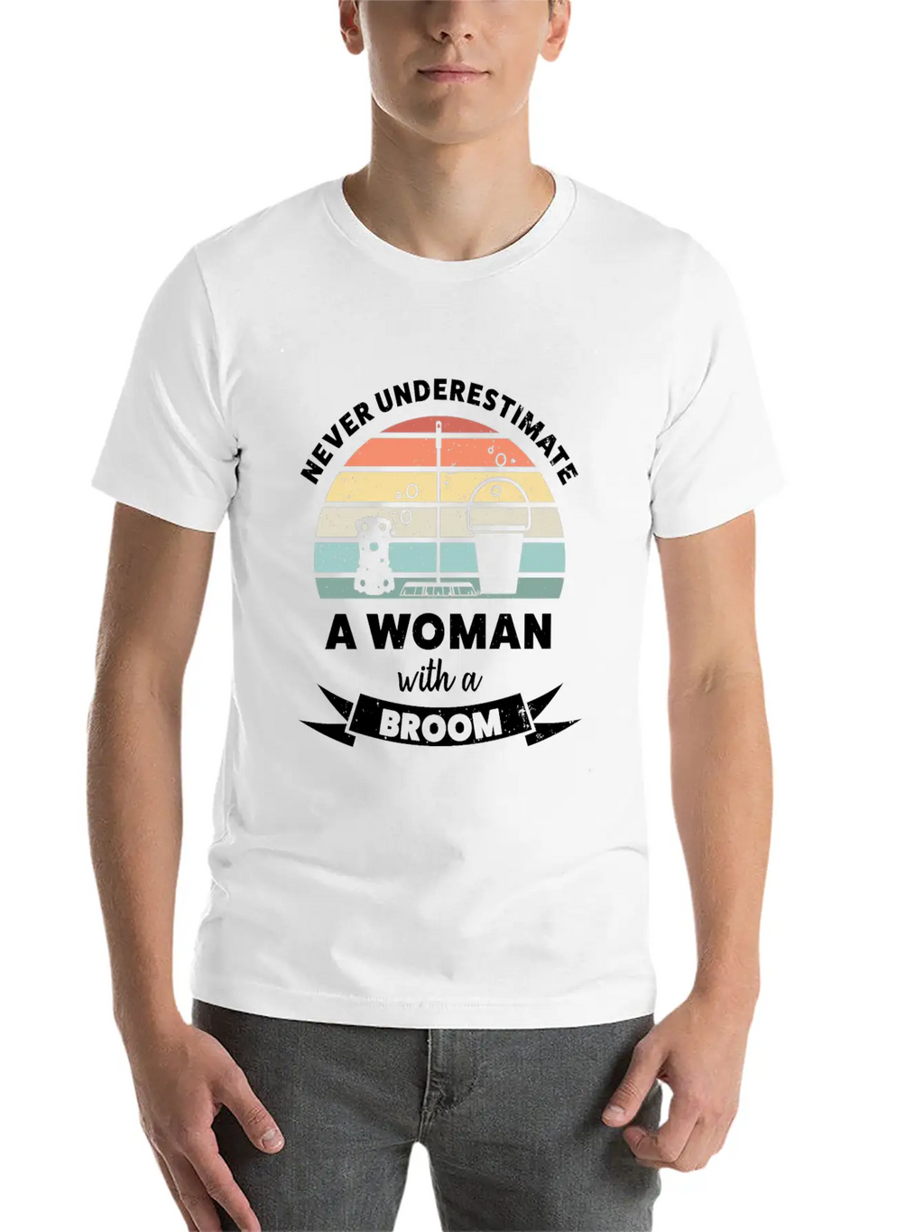 Woman With A Broom Funny Cleaning Gift Classic Cotton Tee – Unisex Comfort For Any Season