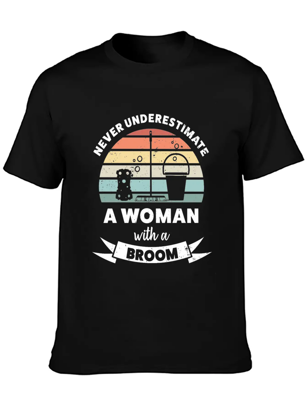 Woman With A Broom Funny Cleaning Gift Classic Cotton Tee – Unisex Comfort For Any Season