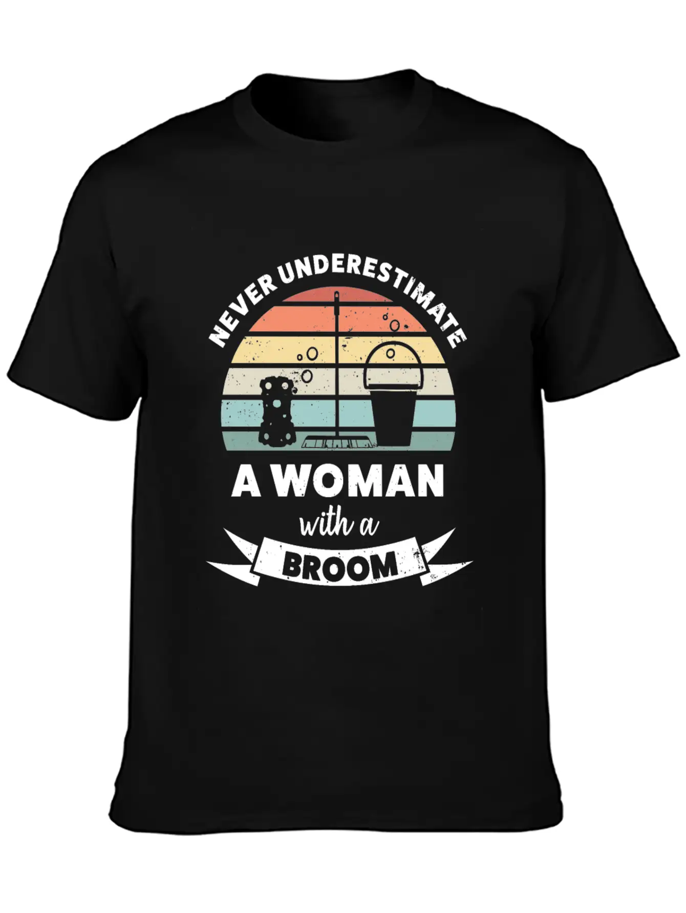 Woman With A Broom Funny Cleaning Gift Classic Cotton Tee – Unisex Comfort For Any Season