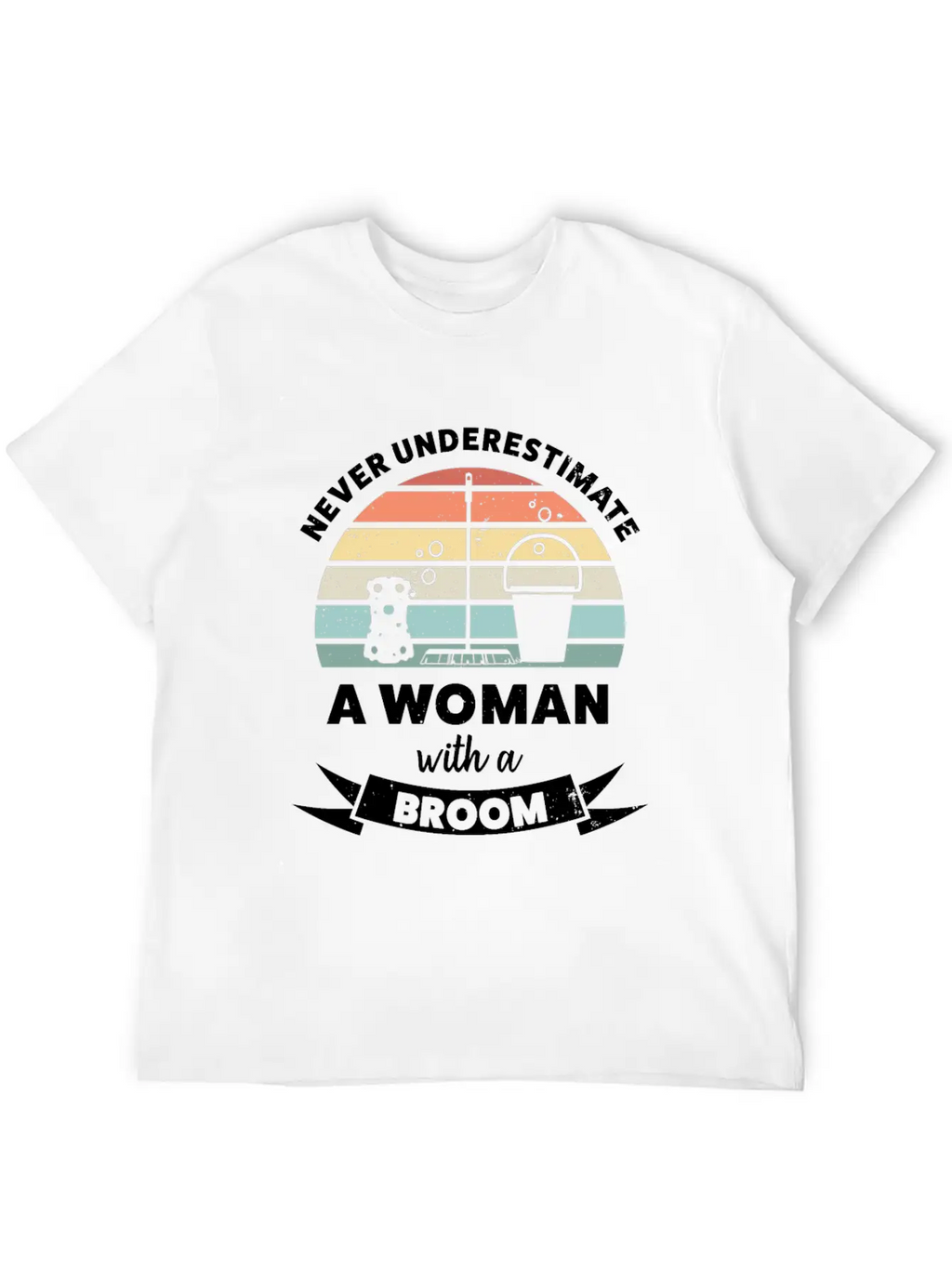 Woman With A Broom Funny Cleaning Gift Classic Cotton Tee – Unisex Comfort For Any Season