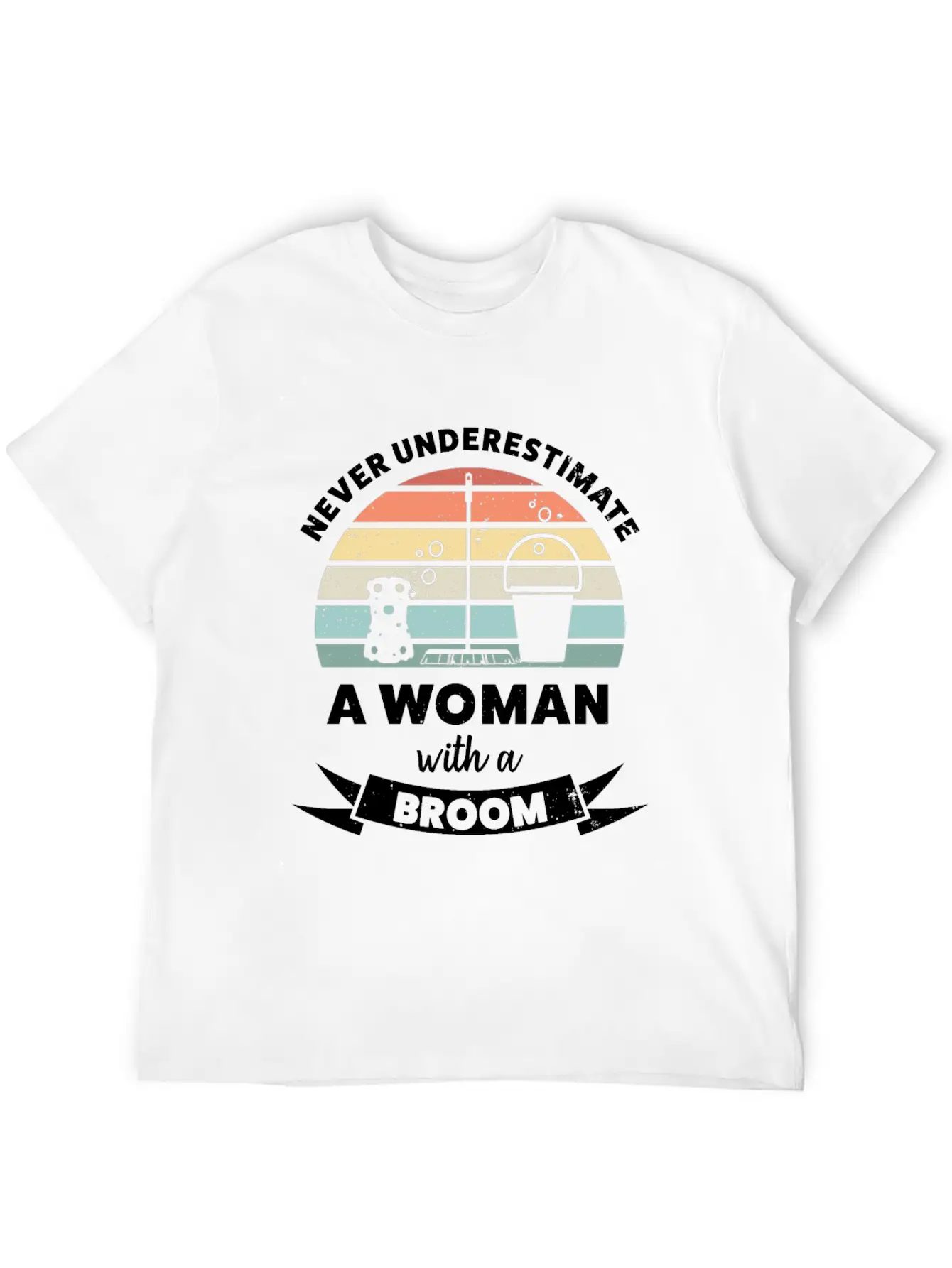 Woman With A Broom Funny Cleaning Gift Classic Cotton Tee – Unisex Comfort For Any Season