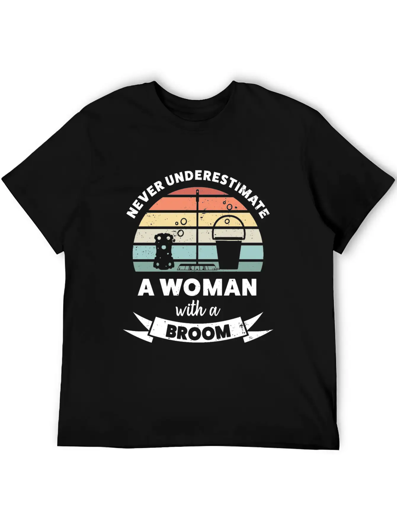 Woman With A Broom Funny Cleaning Gift Classic Cotton Tee – Unisex Comfort For Any Season
