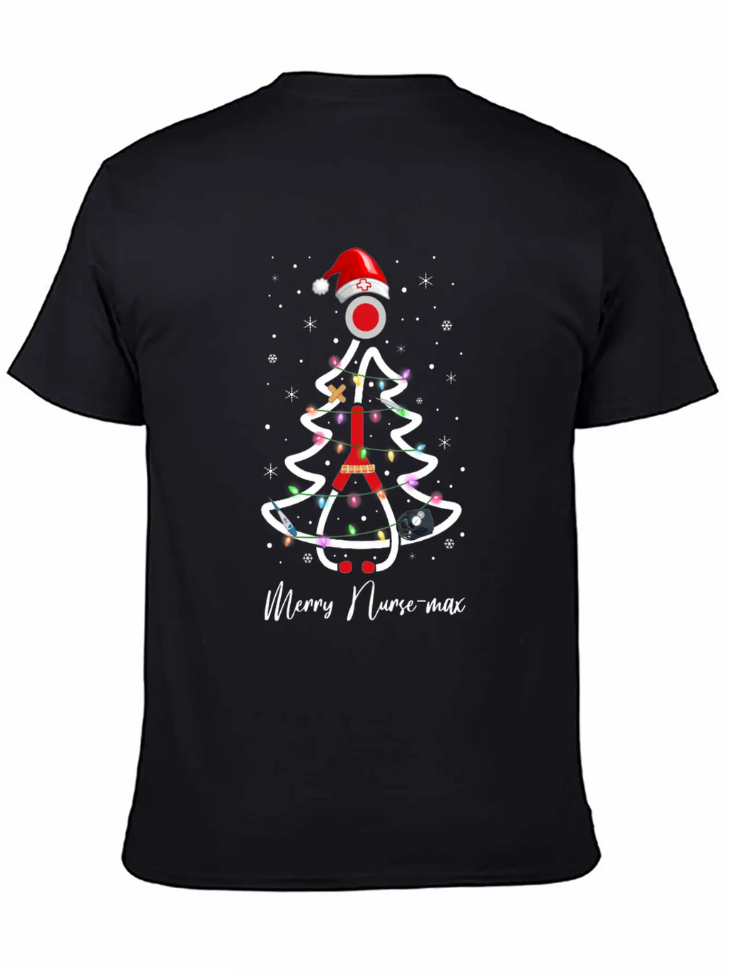 Womens Nurse Christmas Tree Lights Nurse Gift Essential Cotton Tee For Daily Outfits – Unisex Style