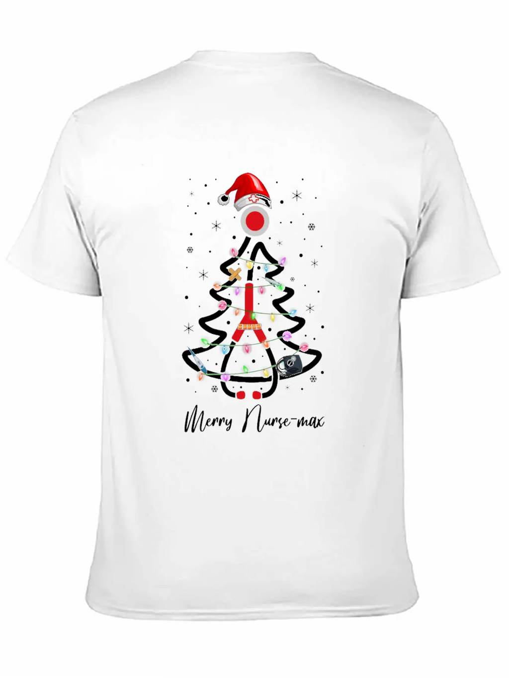 Womens Nurse Christmas Tree Lights Nurse Gift Essential Cotton Tee For Daily Outfits – Unisex Style