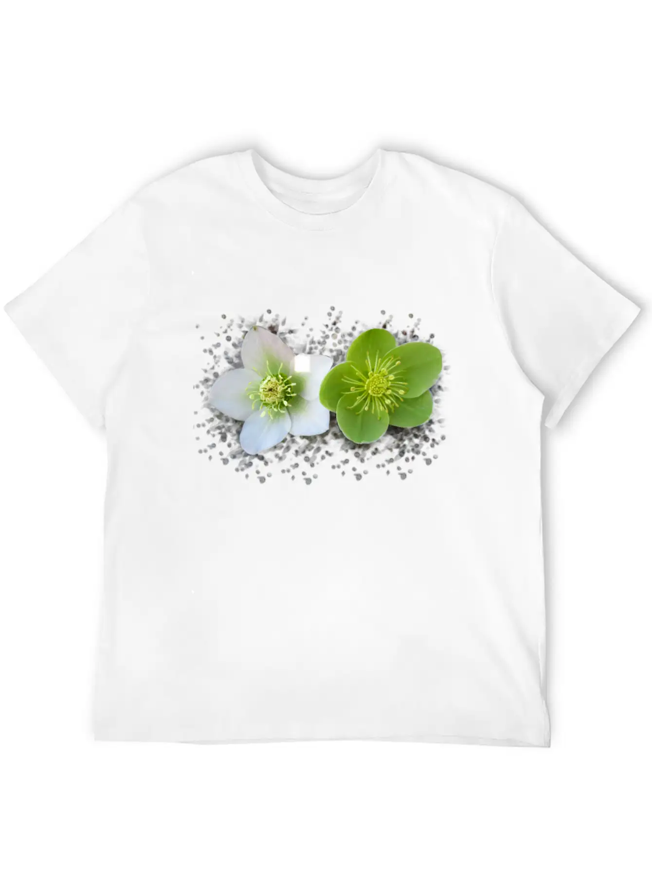 Wonderful Blooming Flowers In Green And White Timeless Short Sleeve Tee – Comfy And Minimalist Design
