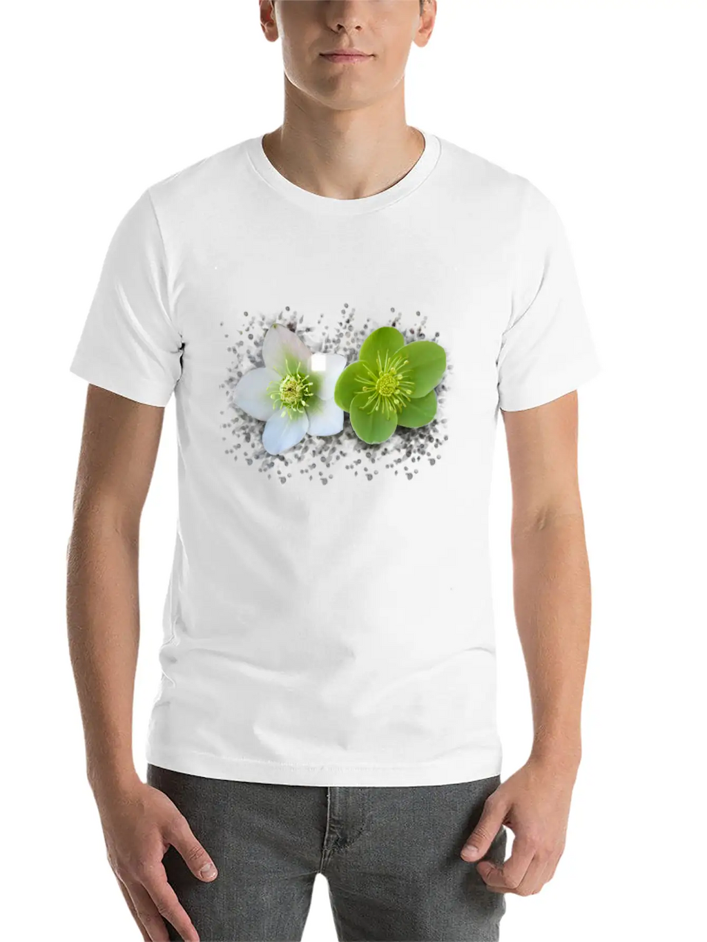 Wonderful Blooming Flowers In Green And White Timeless Short Sleeve Tee – Comfy And Minimalist Design