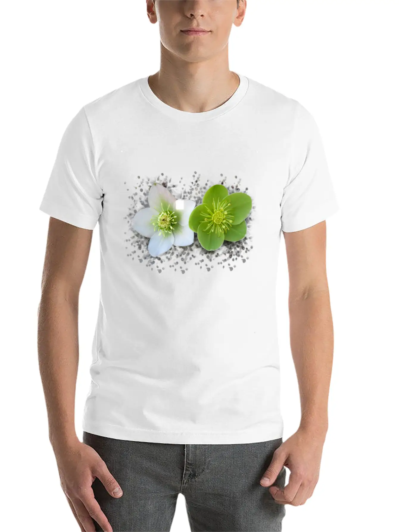 Wonderful Blooming Flowers In Green And White Timeless Short Sleeve Tee – Comfy And Minimalist Design