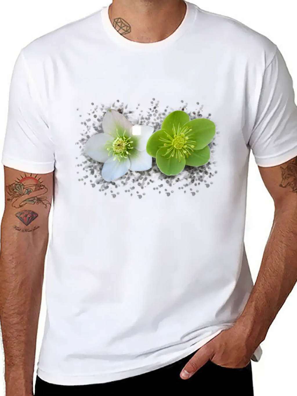 Wonderful Blooming Flowers In Green And White Timeless Short Sleeve Tee – Comfy And Minimalist Design