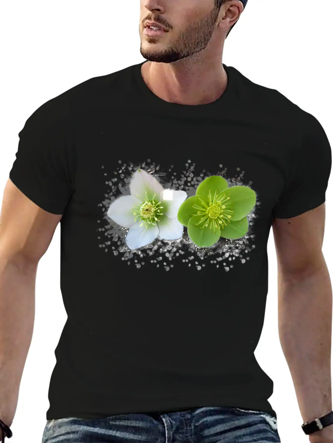Wonderful Blooming Flowers In Green And White Timeless Short Sleeve Tee – Comfy And Minimalist Design