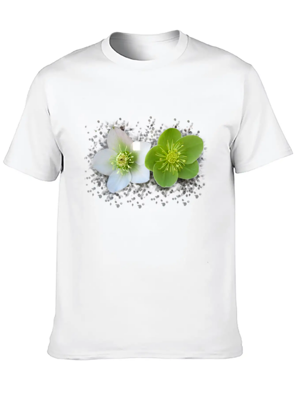 Wonderful Blooming Flowers In Green And White Timeless Short Sleeve Tee – Comfy And Minimalist Design