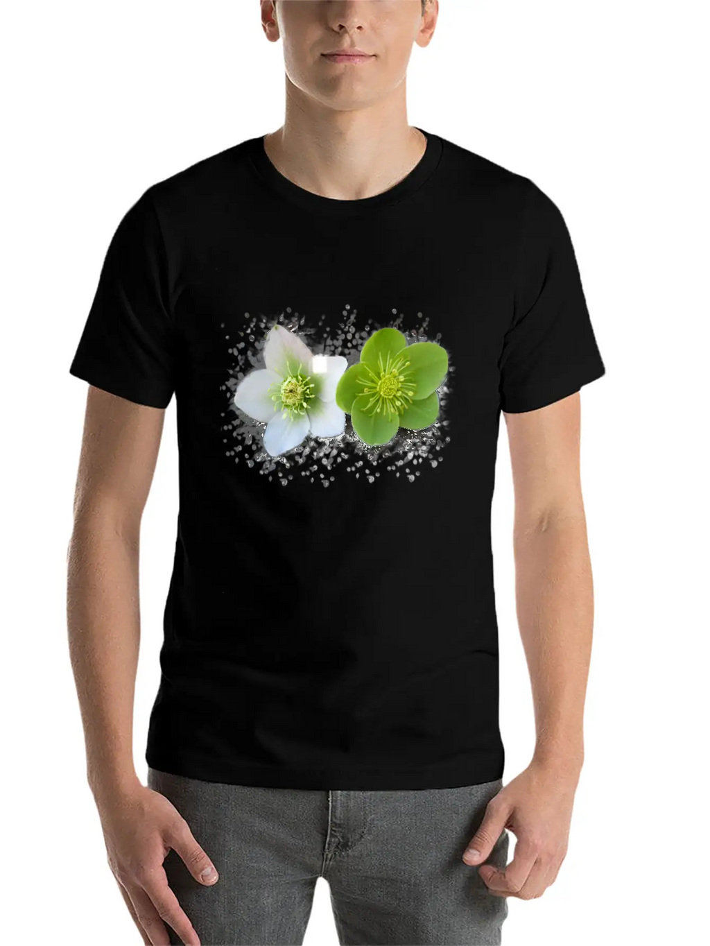 Wonderful Blooming Flowers In Green And White Timeless Short Sleeve Tee – Comfy And Minimalist Design