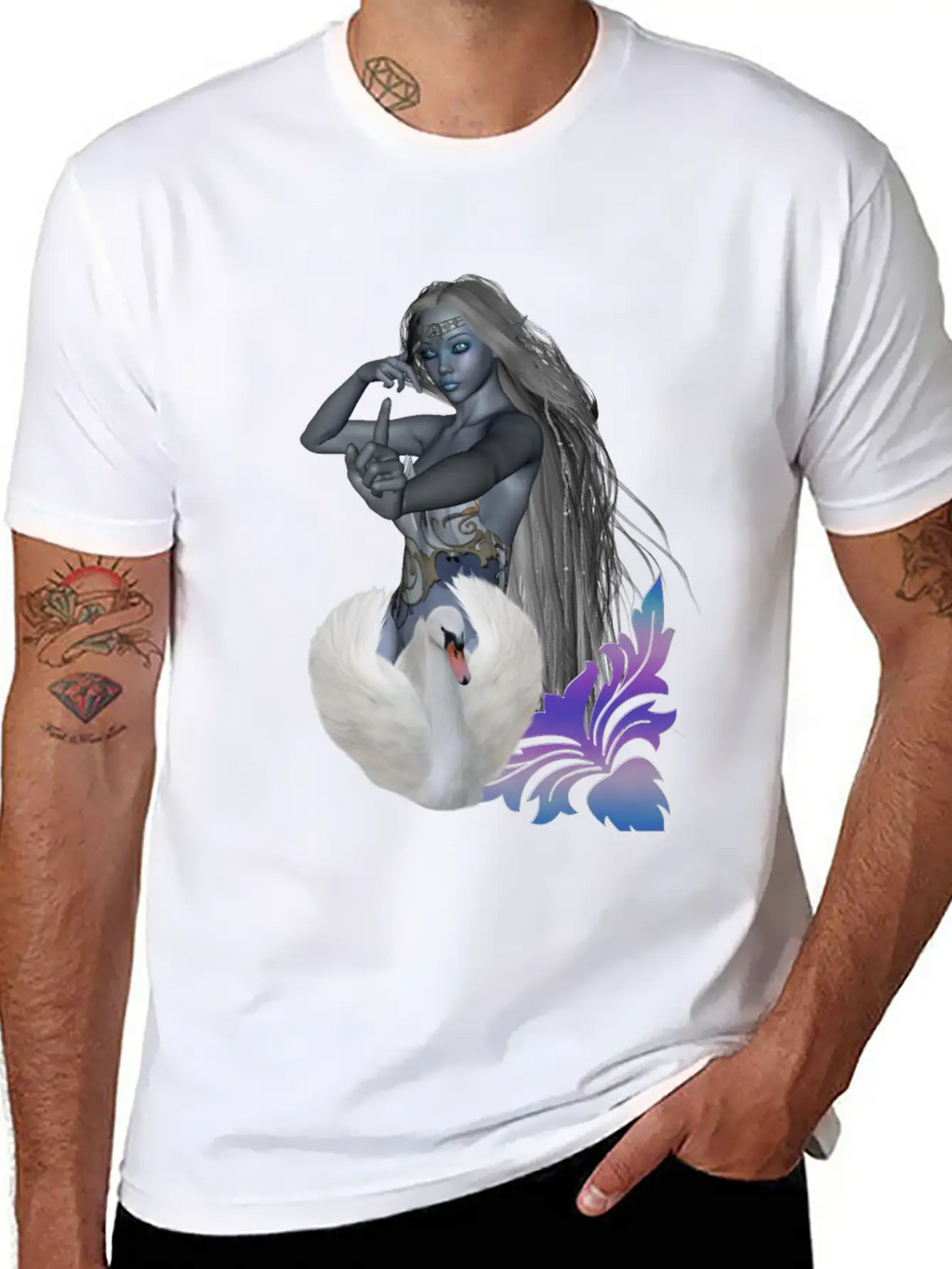 Wonderful Fairy With Swan Classic Cotton Tee – Unisex Comfort For Any Season