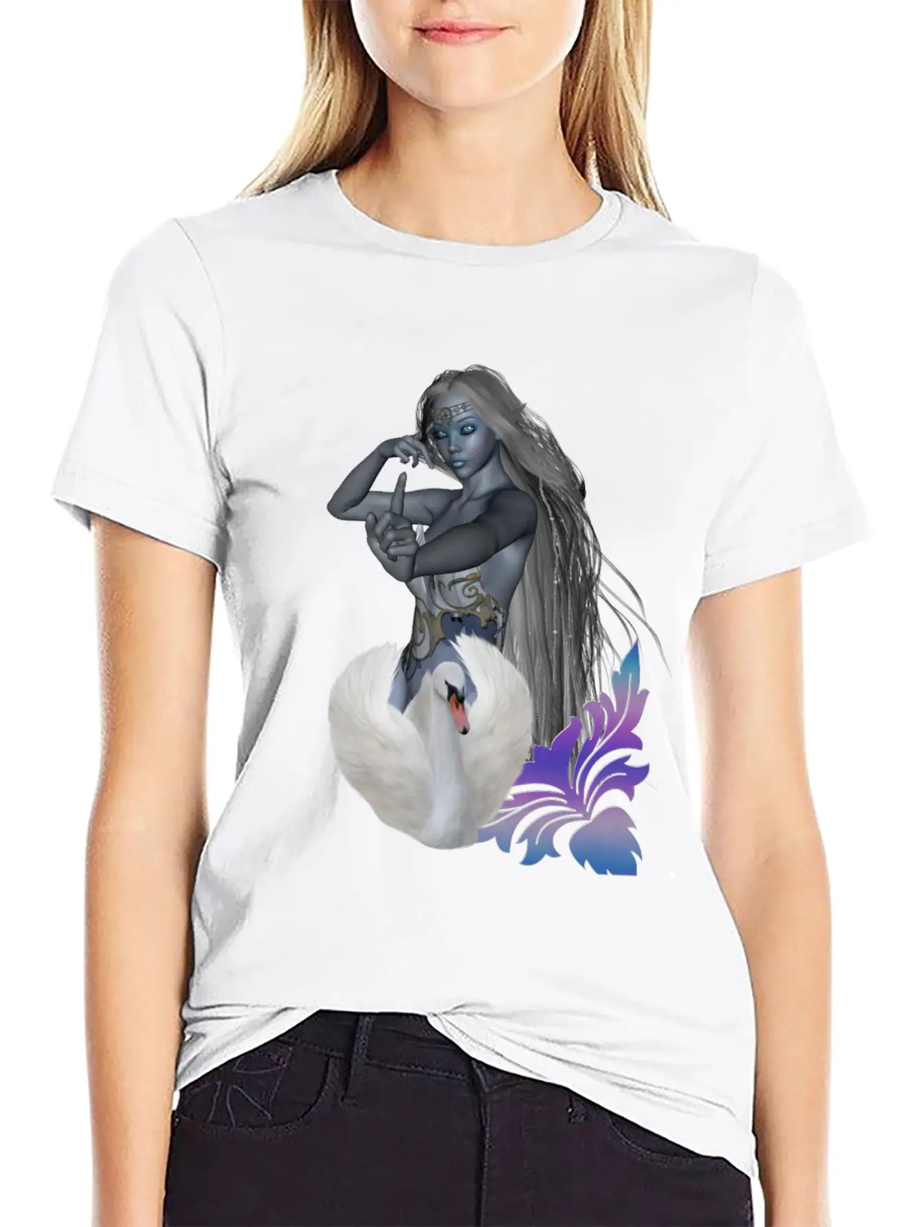 Wonderful Fairy With Swan Classic Cotton Tee – Unisex Comfort For Any Season
