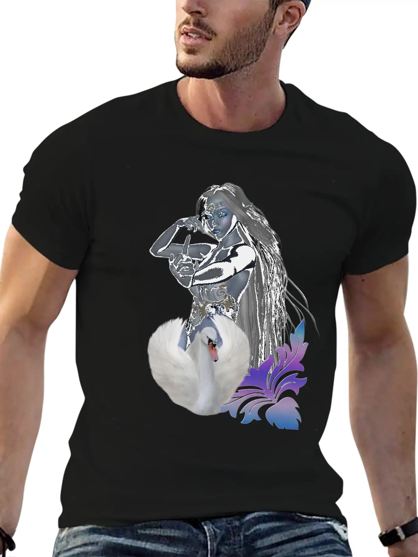 Wonderful Fairy With Swan Classic Cotton Tee – Unisex Comfort For Any Season