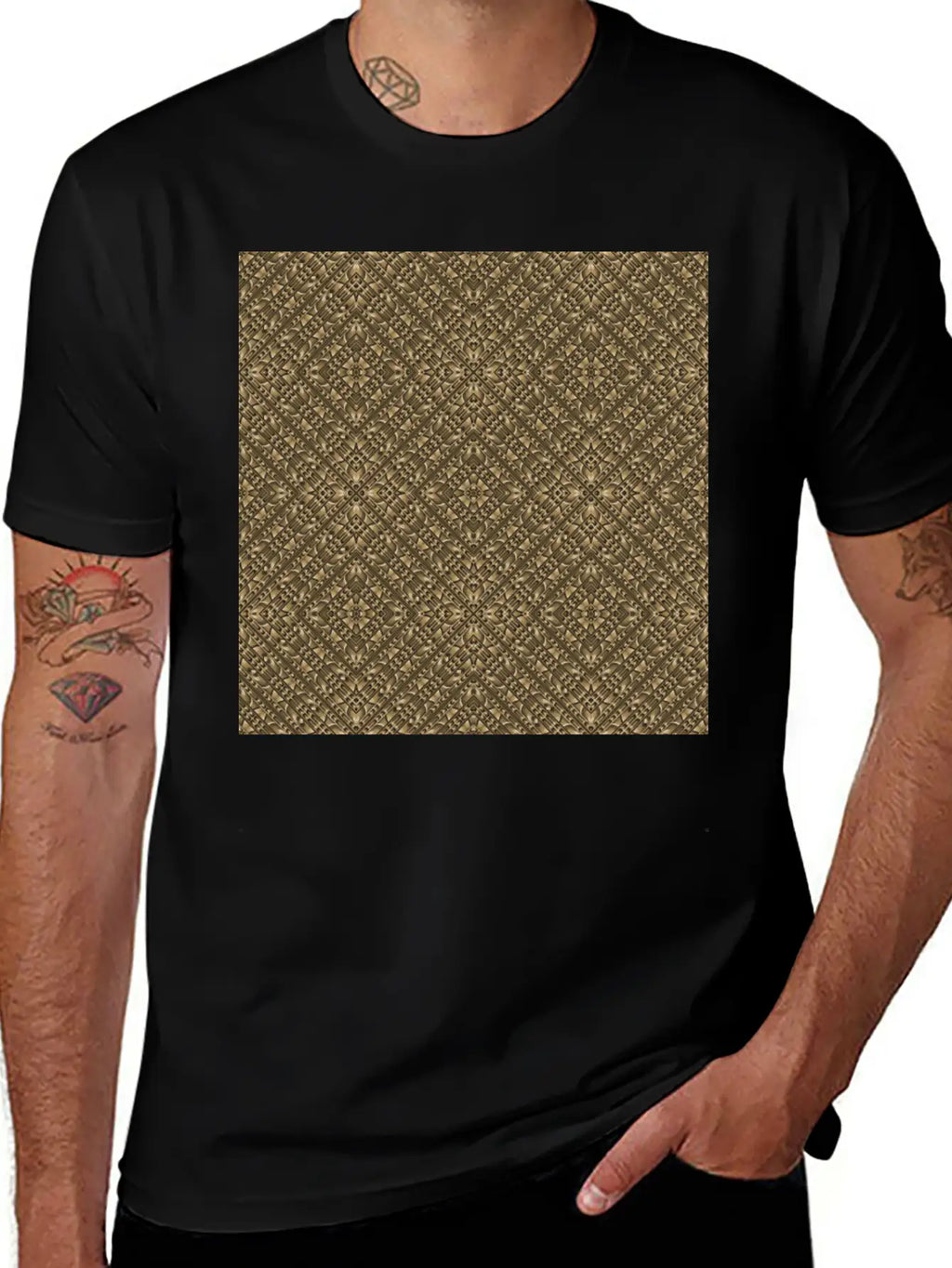 Wooden Ornamented Pattern Classic Cotton Tee – Unisex Comfort For Any Season