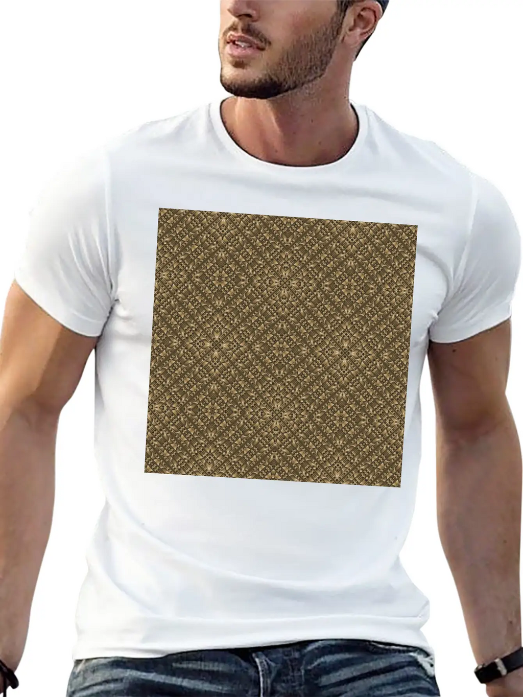 Wooden Ornamented Pattern Classic Cotton Tee – Unisex Comfort For Any Season