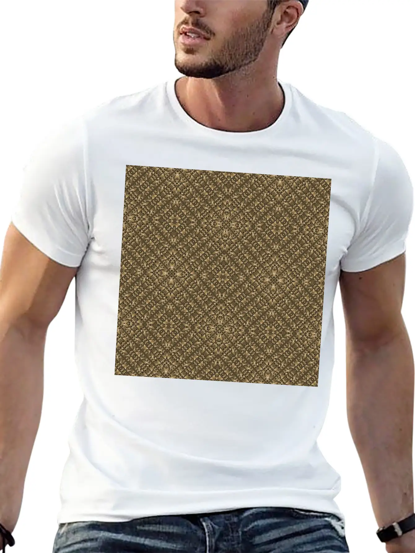 Wooden Ornamented Pattern Classic Cotton Tee – Unisex Comfort For Any Season