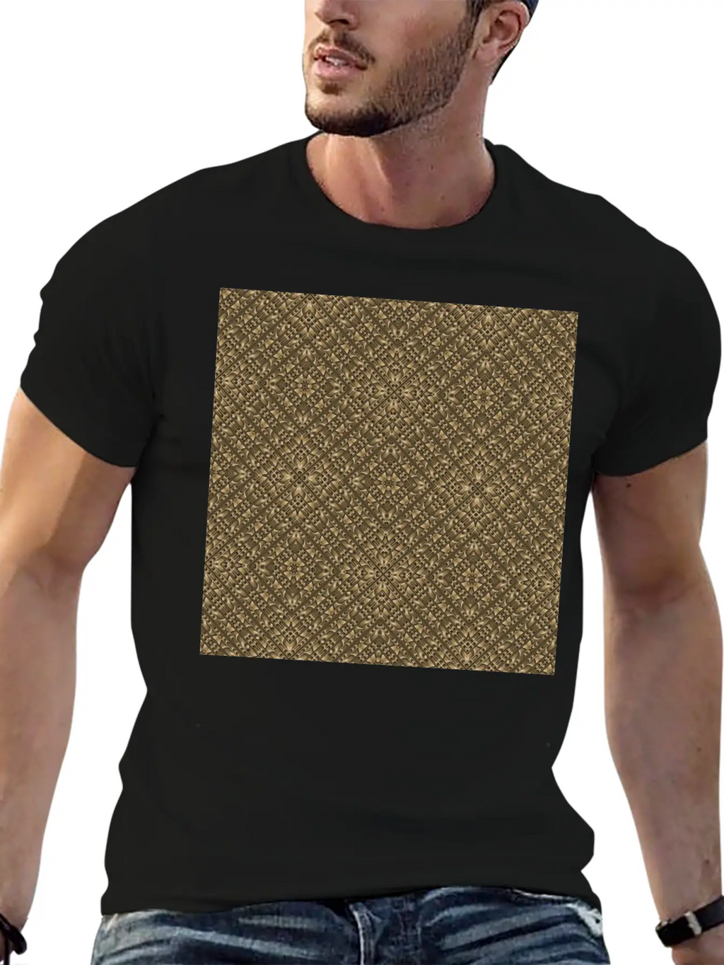 Wooden Ornamented Pattern Classic Cotton Tee – Unisex Comfort For Any Season