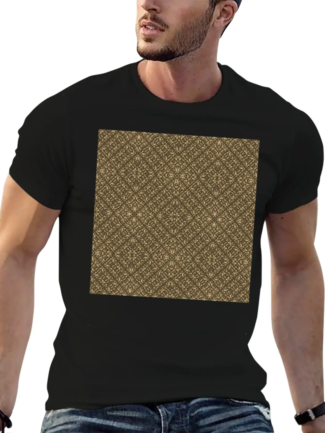 Wooden Ornamented Pattern Classic Cotton Tee – Unisex Comfort For Any Season