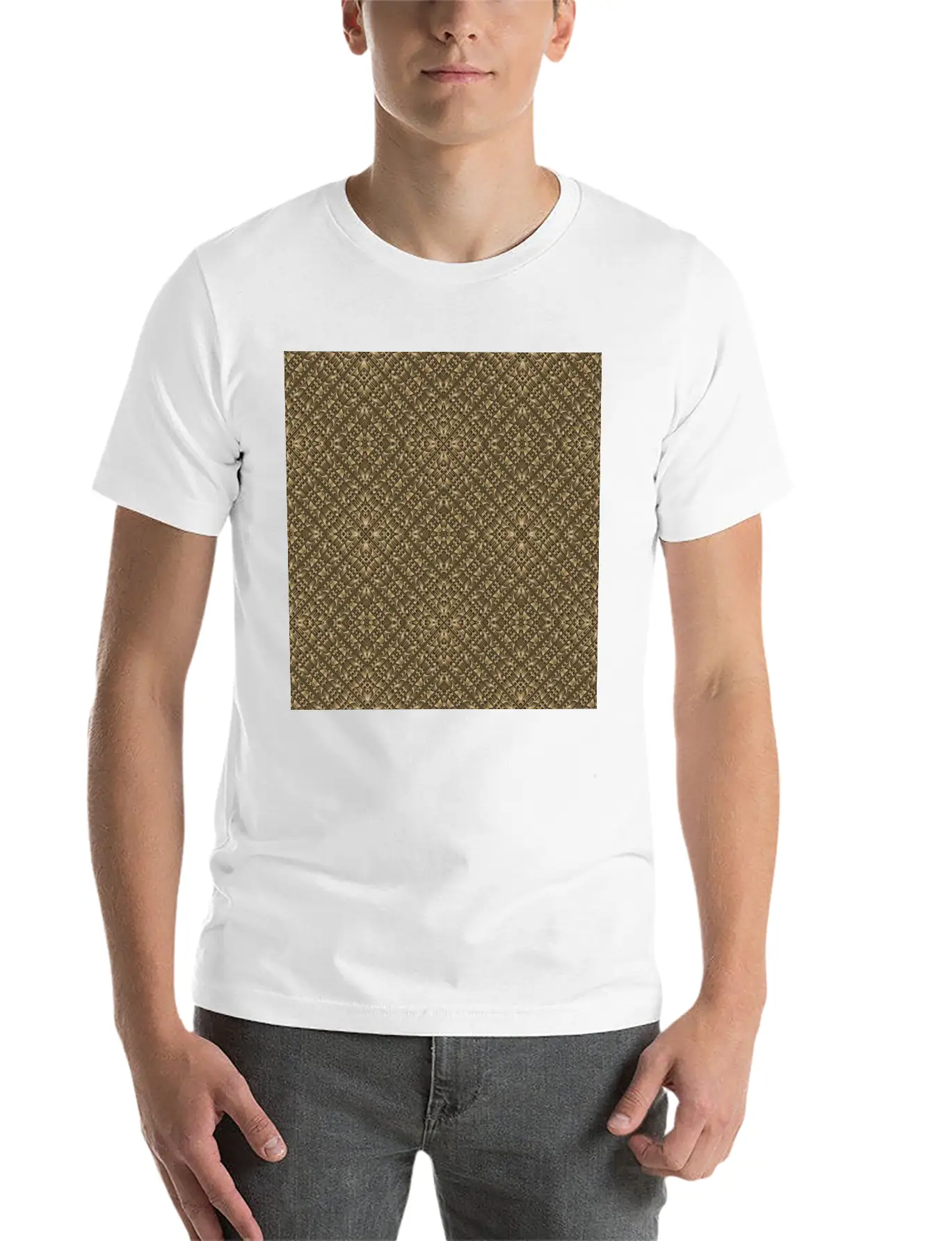 Wooden Ornamented Pattern Classic Cotton Tee – Unisex Comfort For Any Season