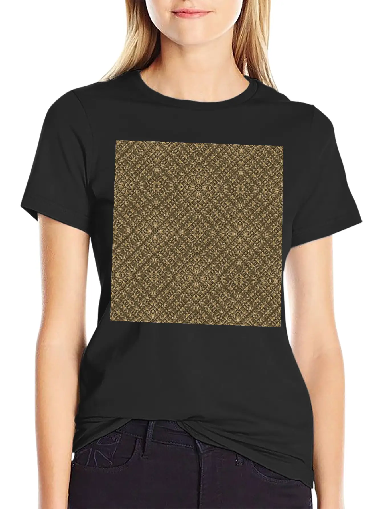 Wooden Ornamented Pattern Classic Cotton Tee – Unisex Comfort For Any Season