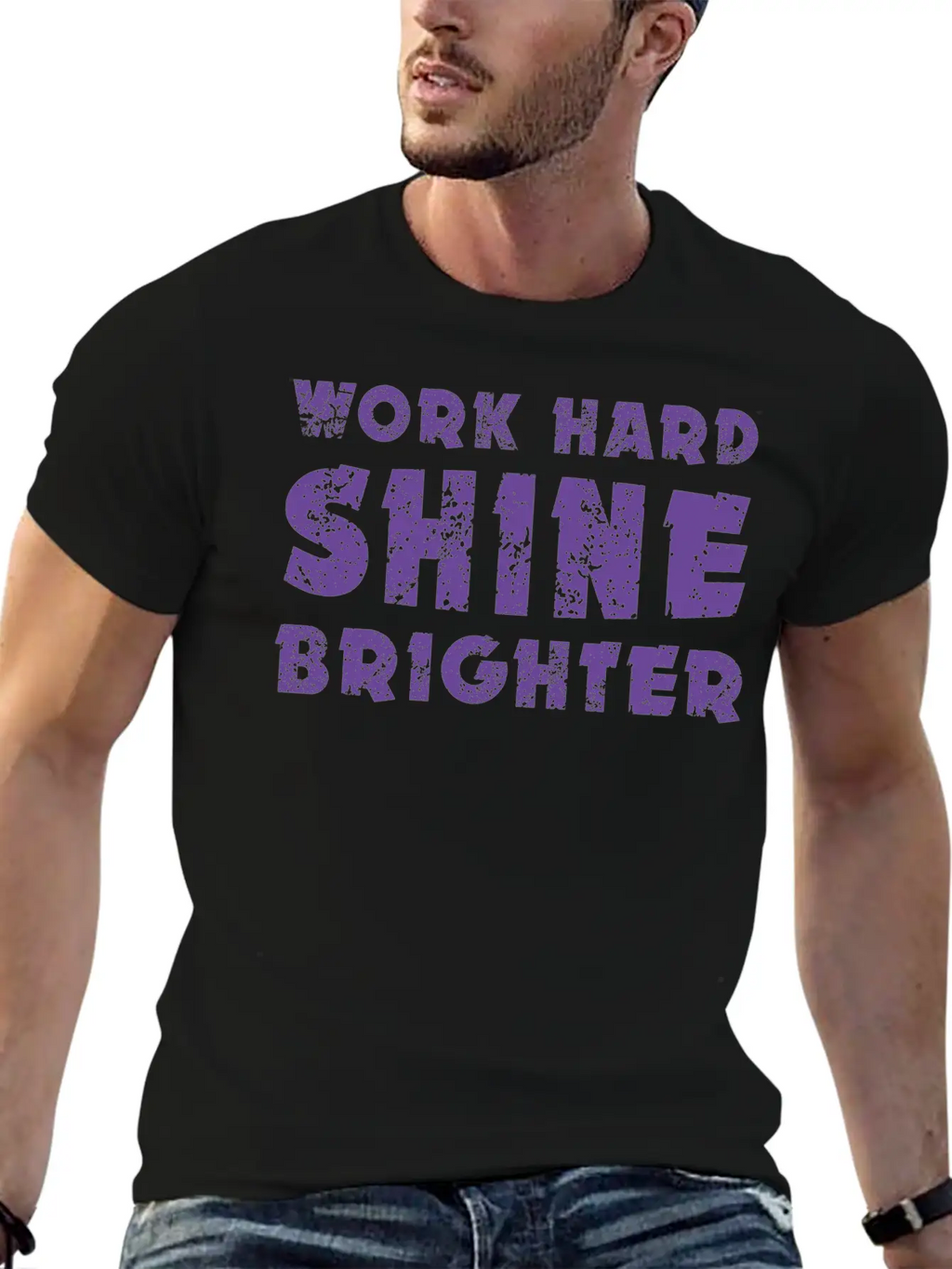 Work Hard Shine Brighter Art Classic Cotton Tee – Unisex Comfort For Any Season